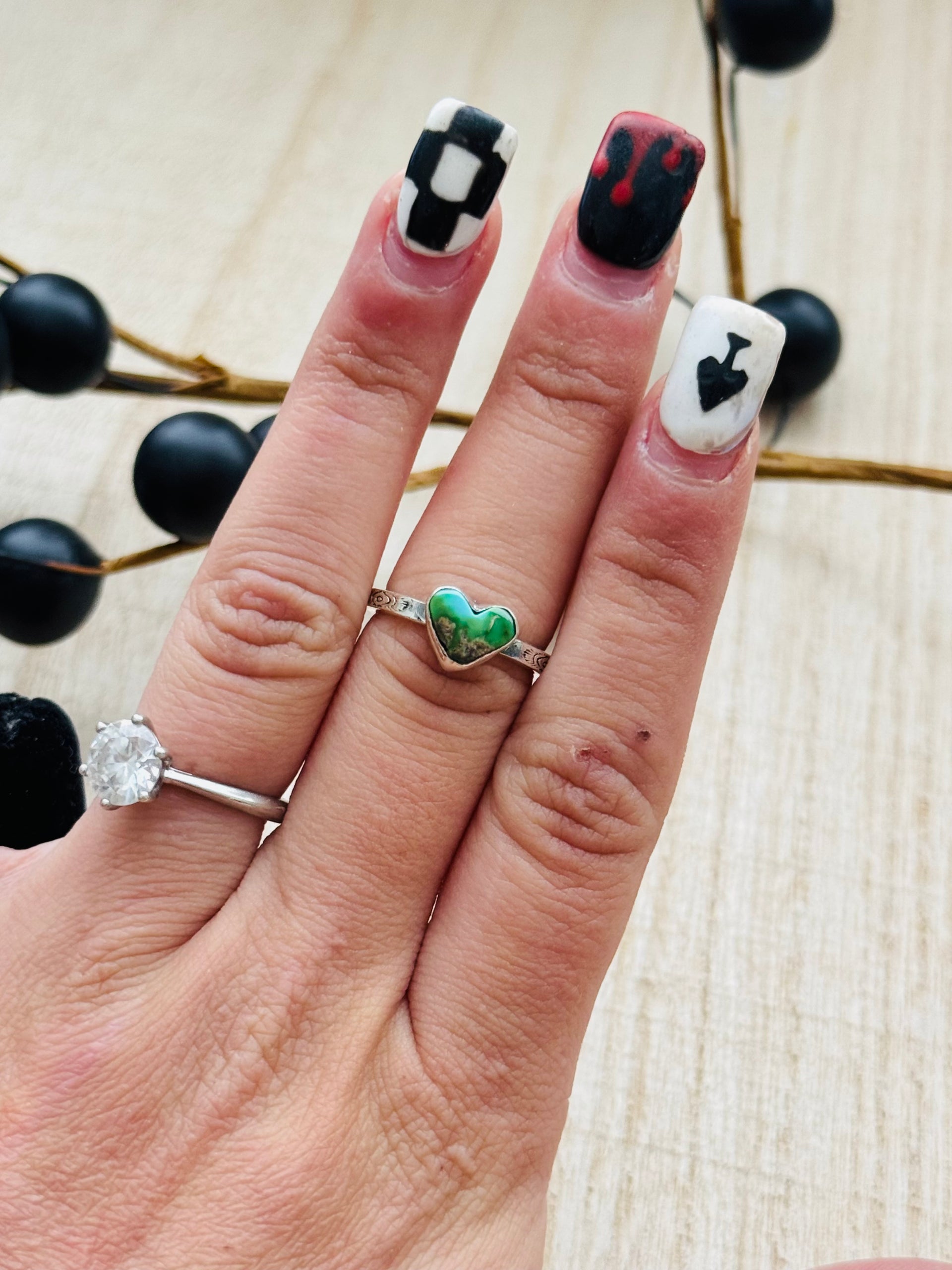 Southwest Handmade Sonoran Mountain Turquoise & Sterling Silver Adjustable Heart Ring