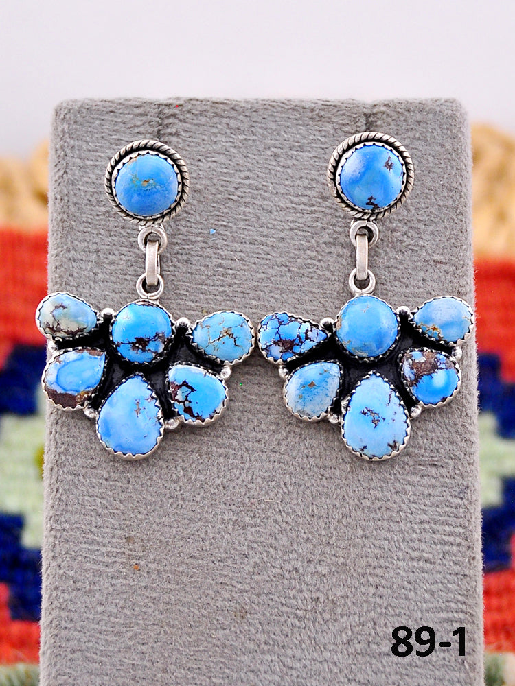 Southwest Handmade Golden Hills Turquoise & Sterling Silver Post Earrings