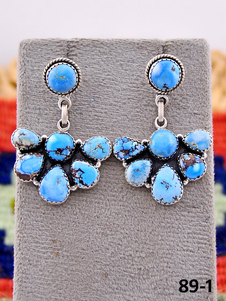 Southwest Handmade Golden Hills Turquoise & Sterling Silver Post Earrings