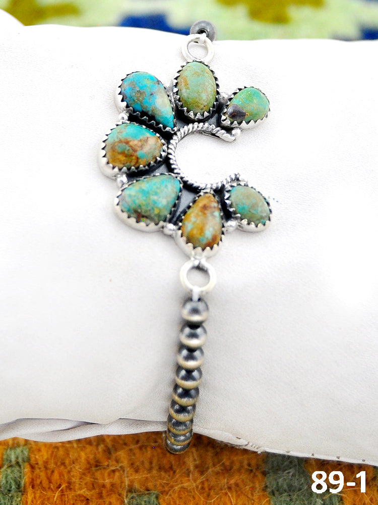Southwest Handmade Cripple Creek Turquoise & Sterling Silver Beaded Bracelet