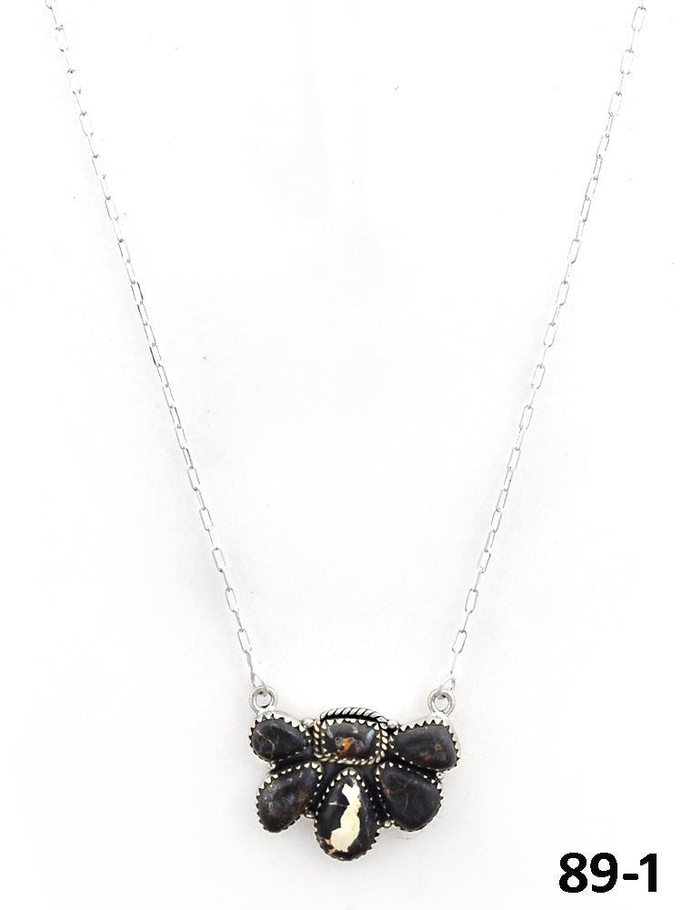 Southwest Made Black Jack Turquoise & Sterling Silver Necklace