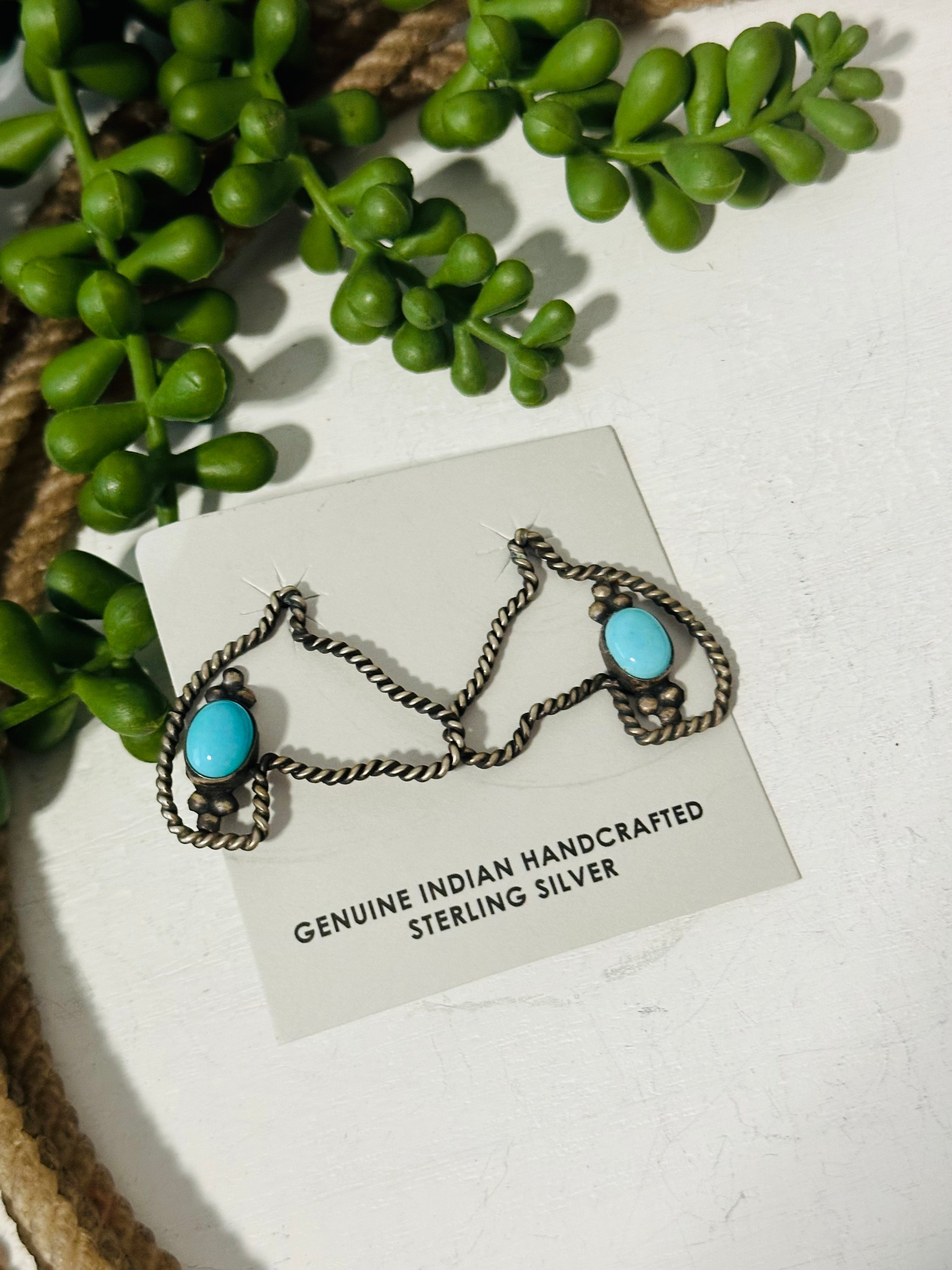 Navajo Made Kingman Turquoise & Sterling Silver Horse Post Earrings