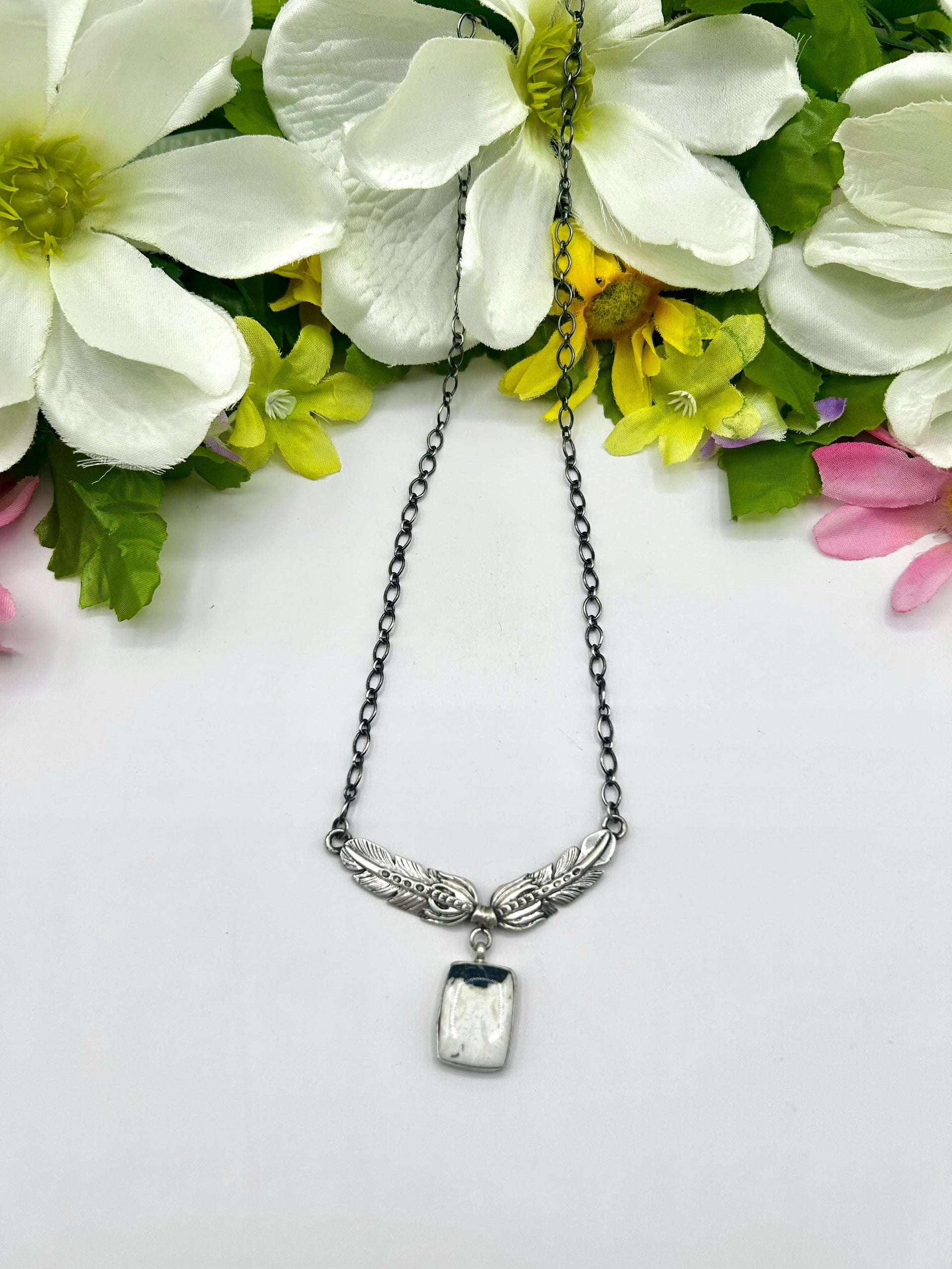 Navajo Made White Buffalo & Sterling Silver Necklace