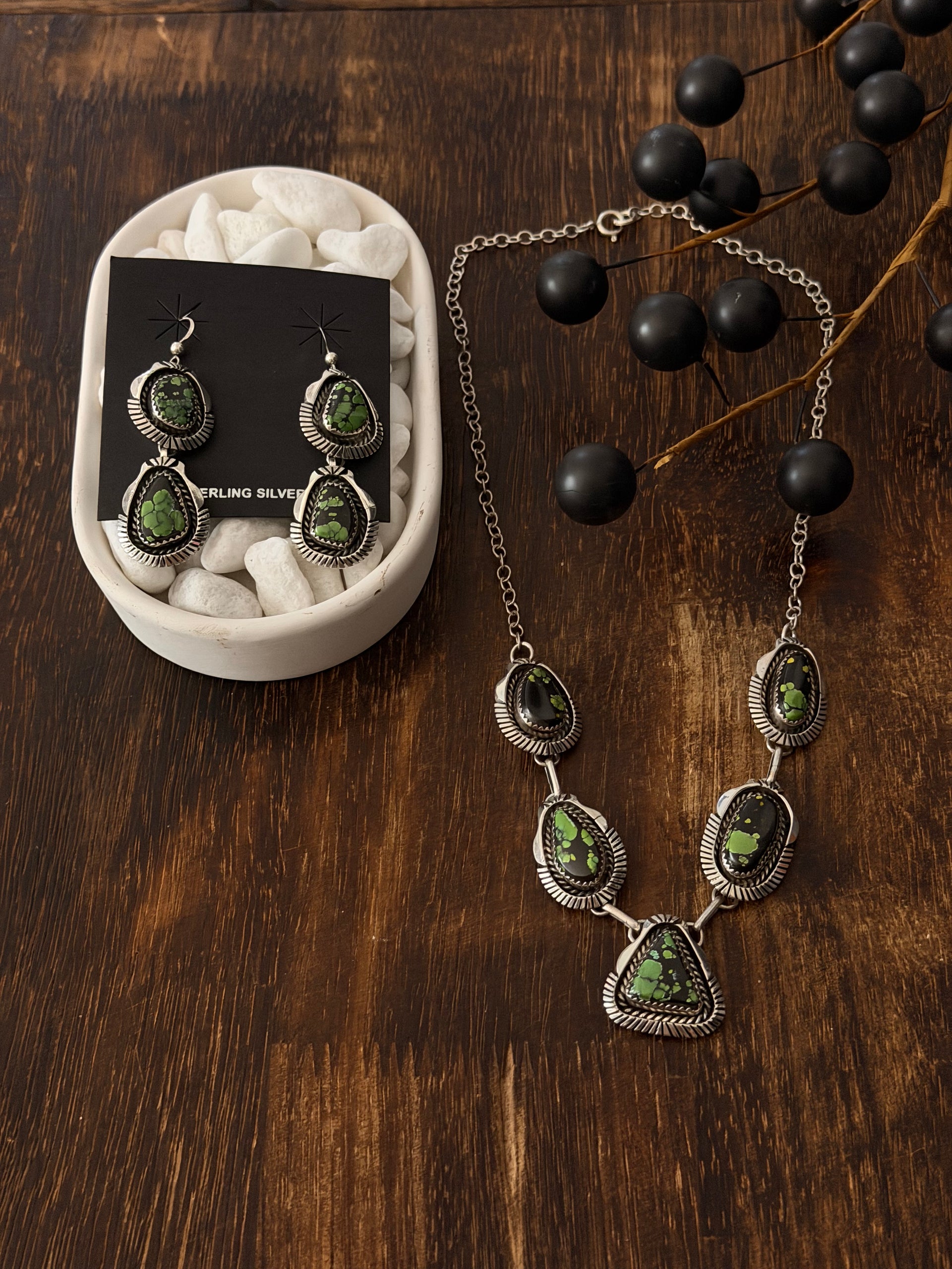 Eugene Belone Chinese Turquoise and Sterling Silver Choker Necklace Set