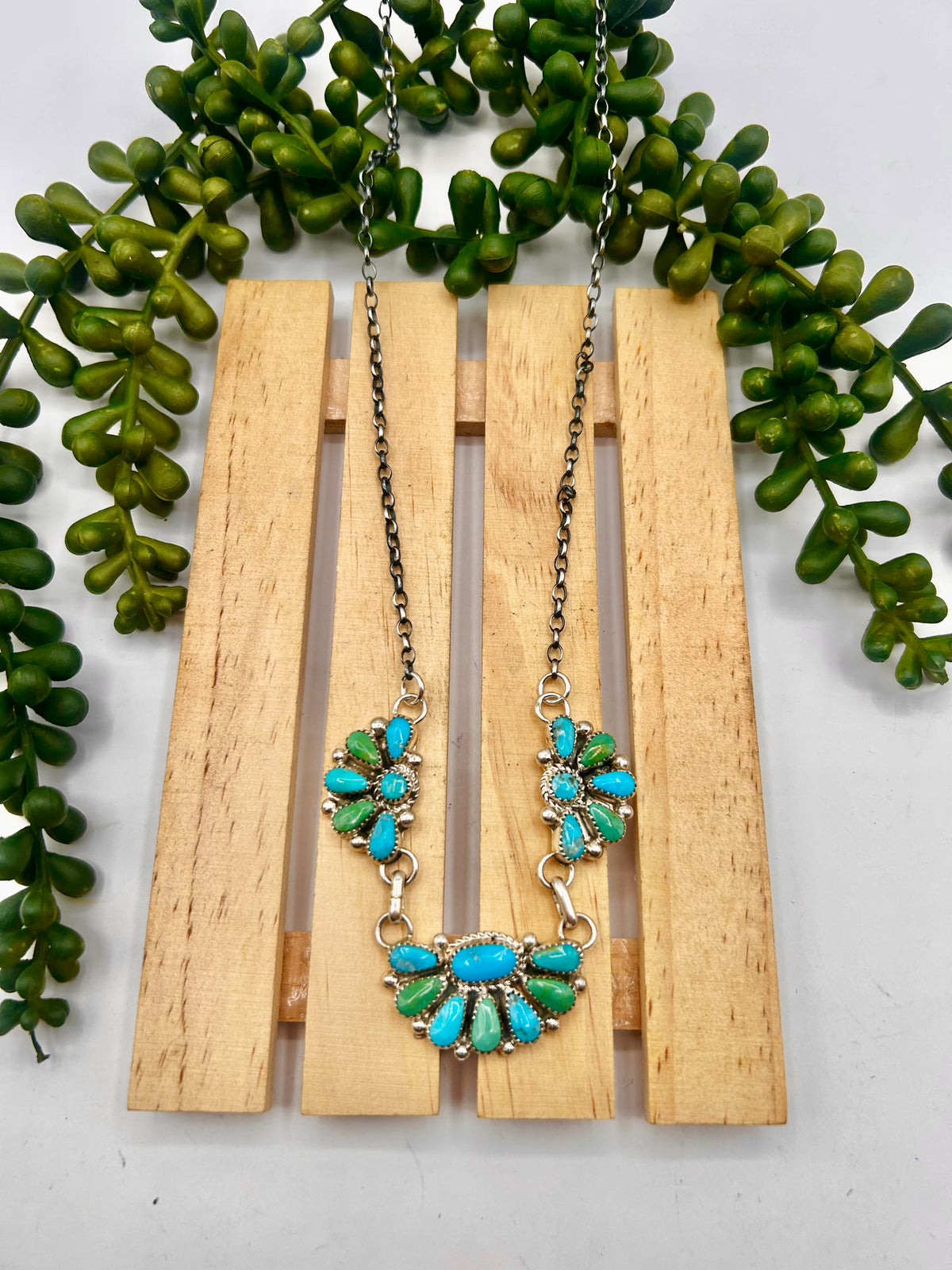 Alicia Wilson Kingman Turquoise & Sterling Silver Cluster Necklace