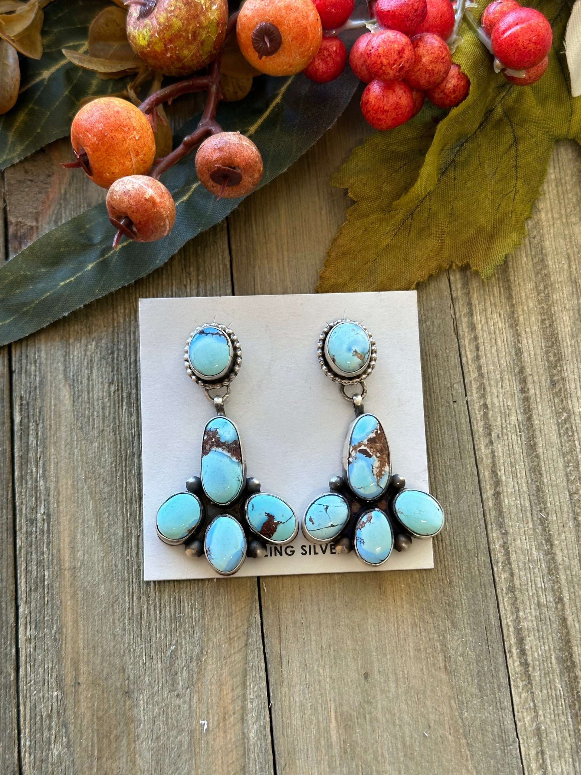 Tim Yazzie Golden Hill’s Turquoise & Sterling Silver Post Dangle Earrings