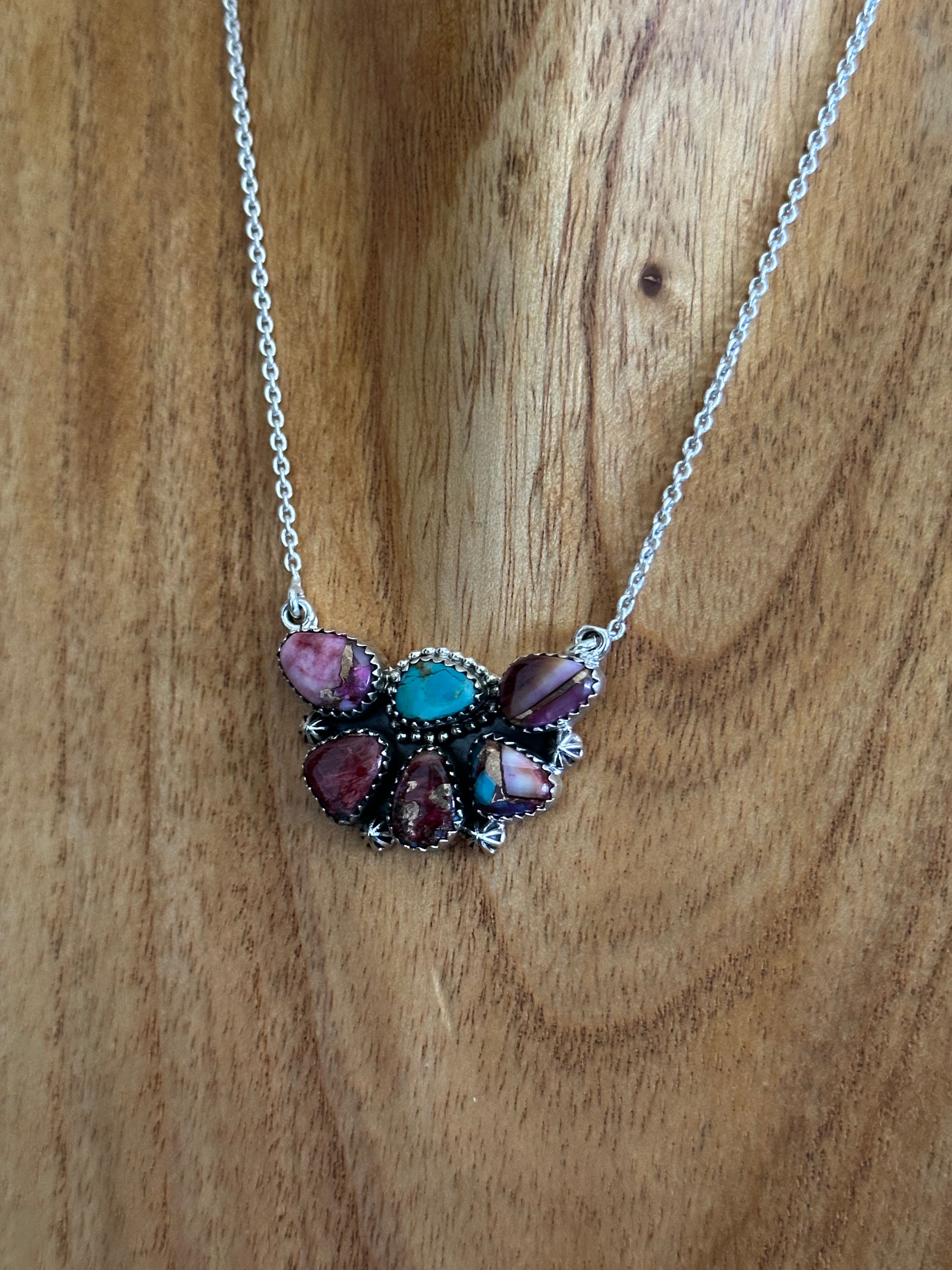 Southwest Made Pink Mohave Turquoise & Sterling Silver Necklace