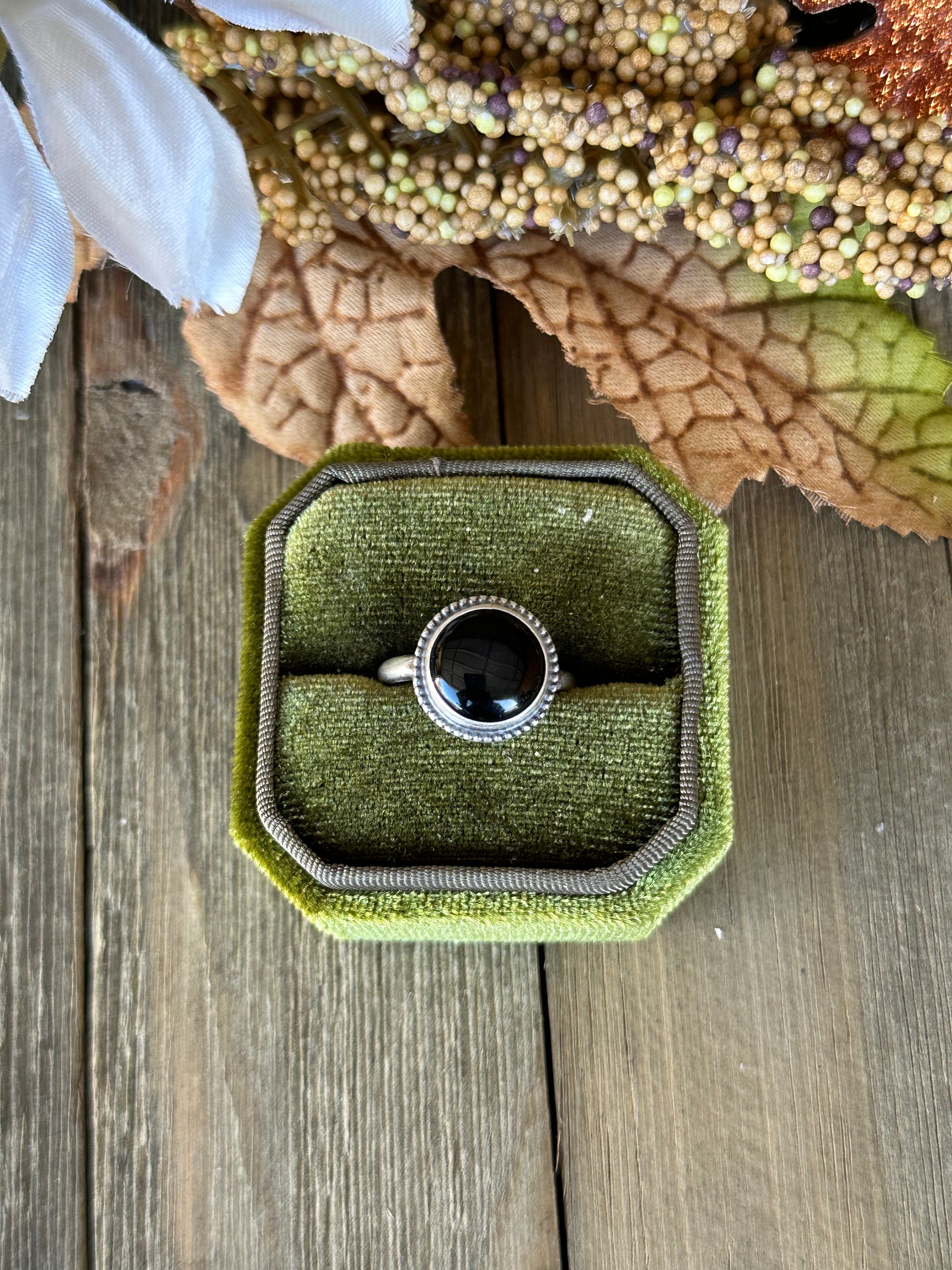 Navajo Made Onyx & Sterling Silver Ring