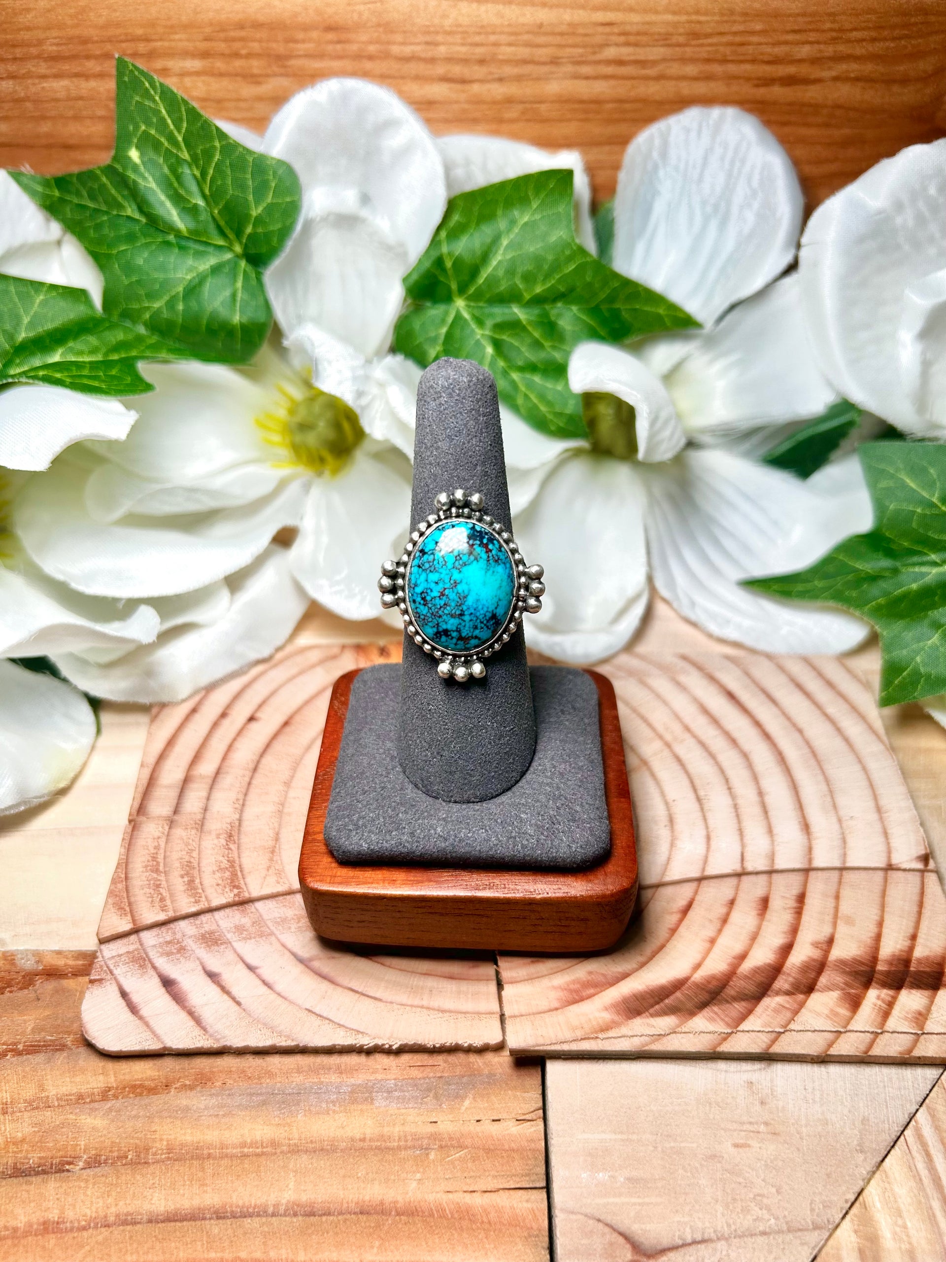 Navajo Made Red Skin Turquoise & Sterling Silver Ring Size 7