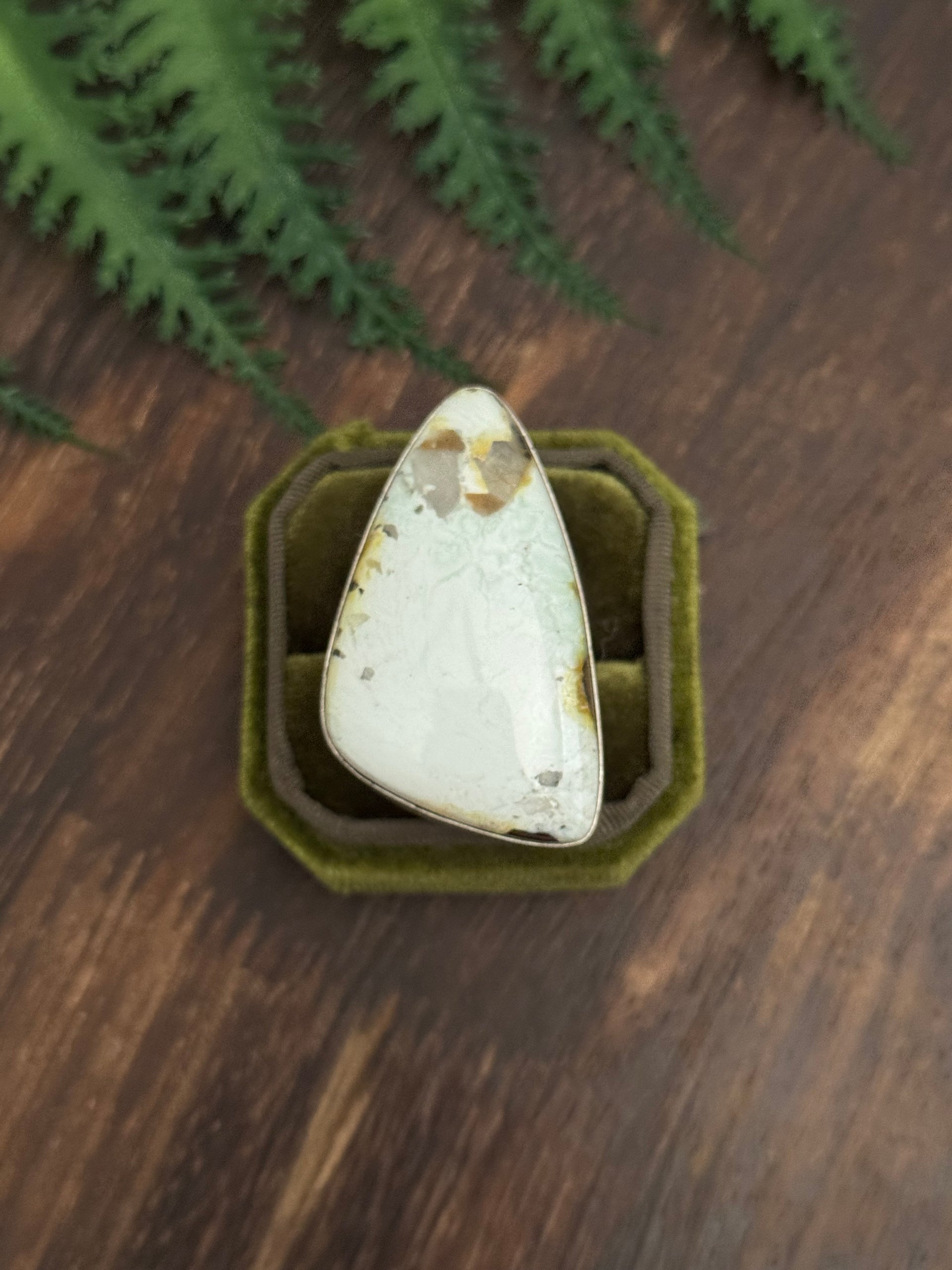 Navajo Handmade Palomino Variscite & Sterling Silver Ring Size 10.5