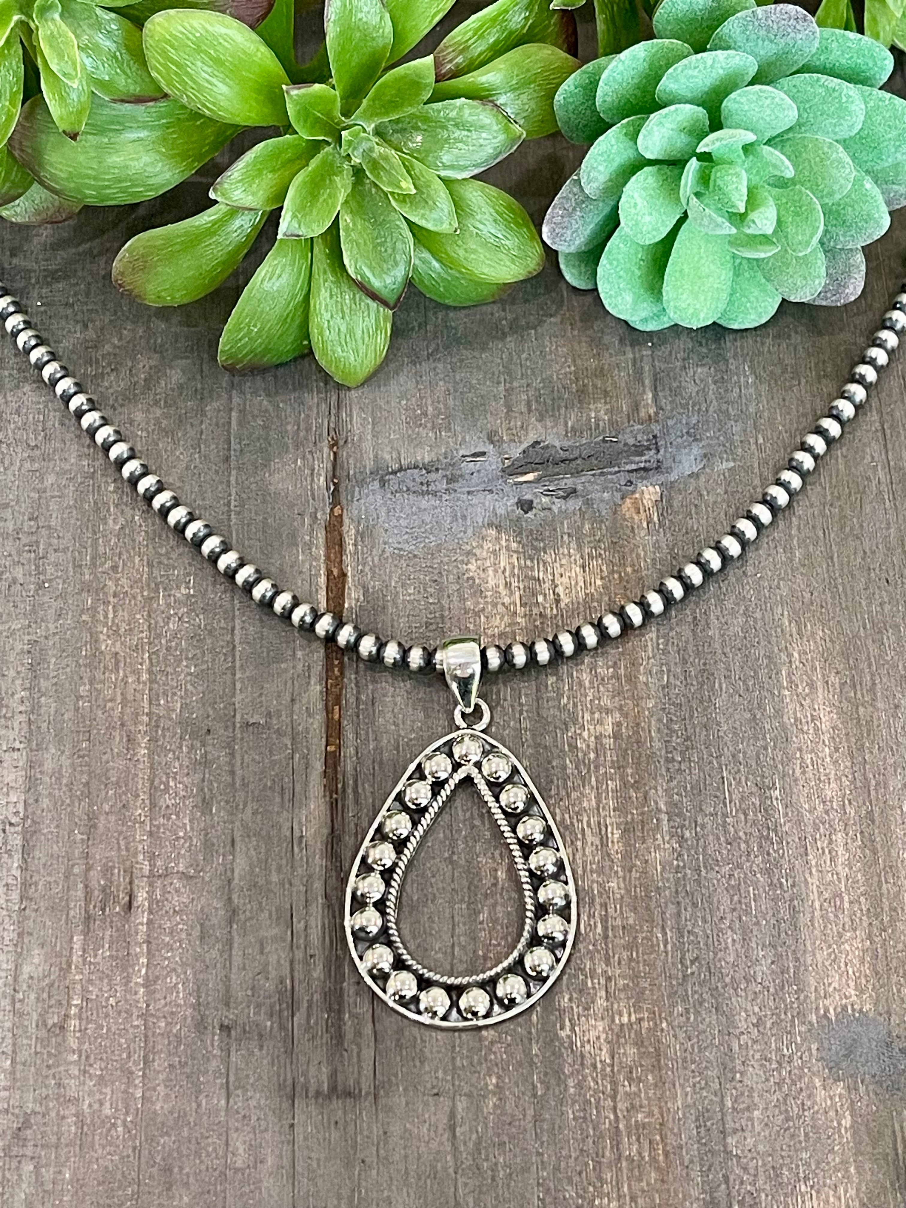 Southwest Handmade Sterling Silver Teardrop Pendant