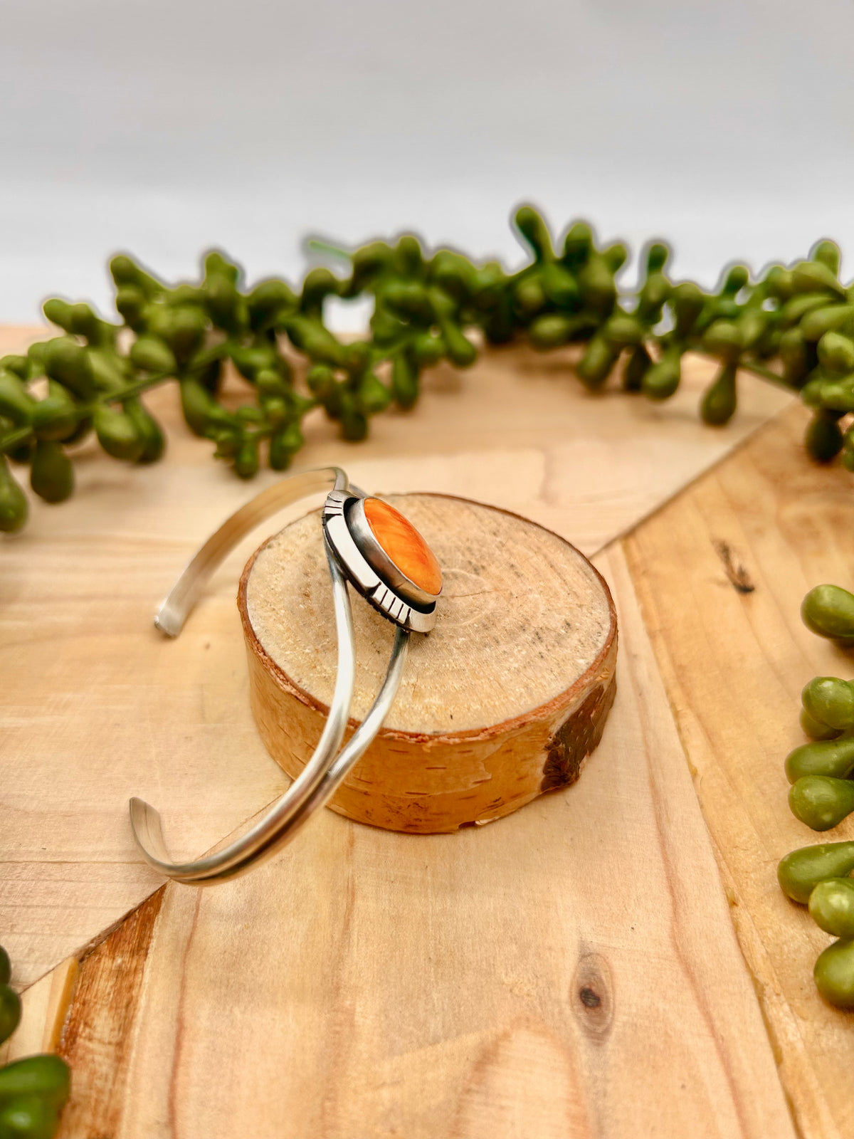 Dave Skeets Spiny Oyster & Sterling Silver Cuff Bracelet