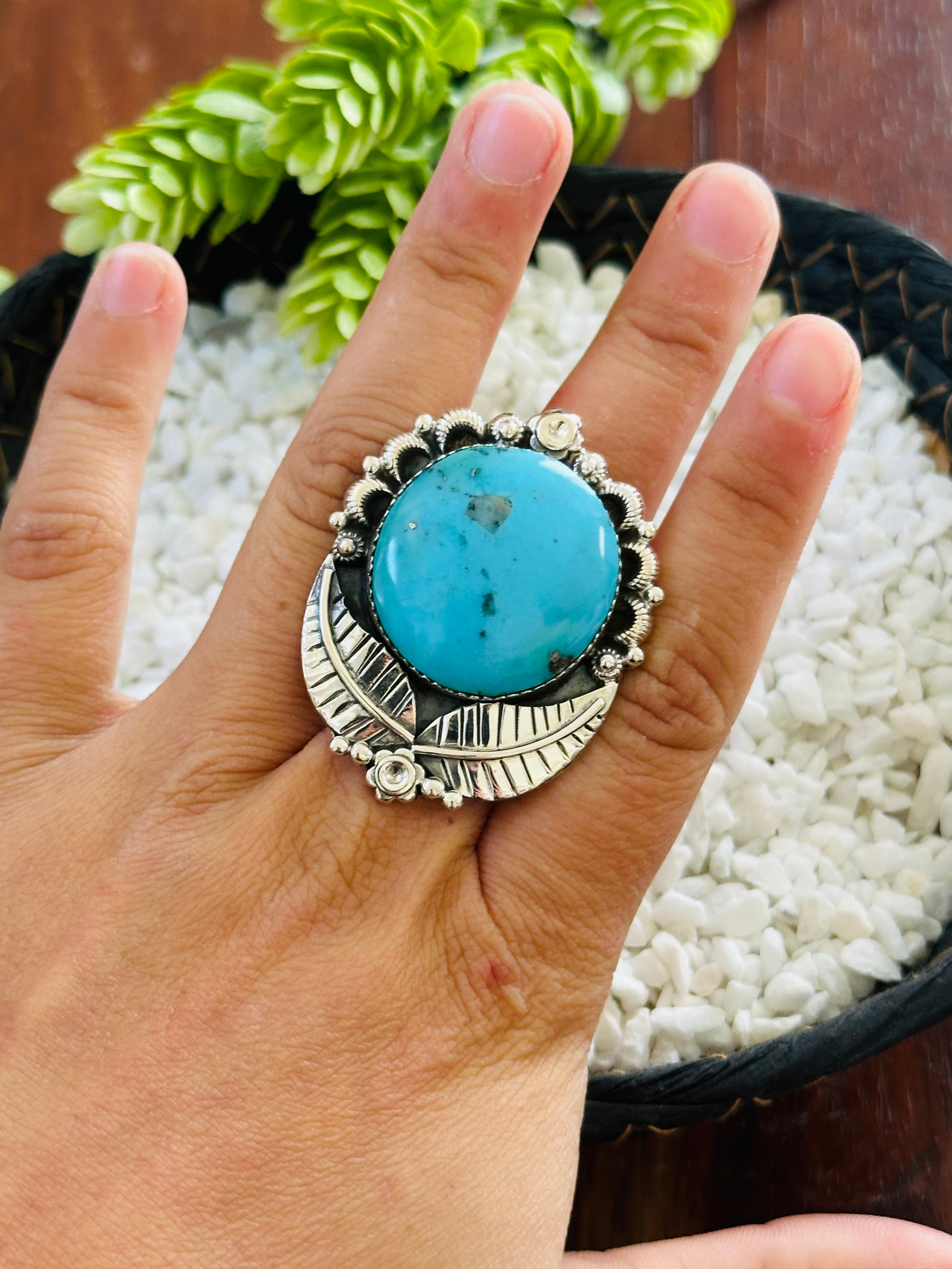 TTD “Retro” Kingman Turquoise & Sterling Silver Adjustable Ring