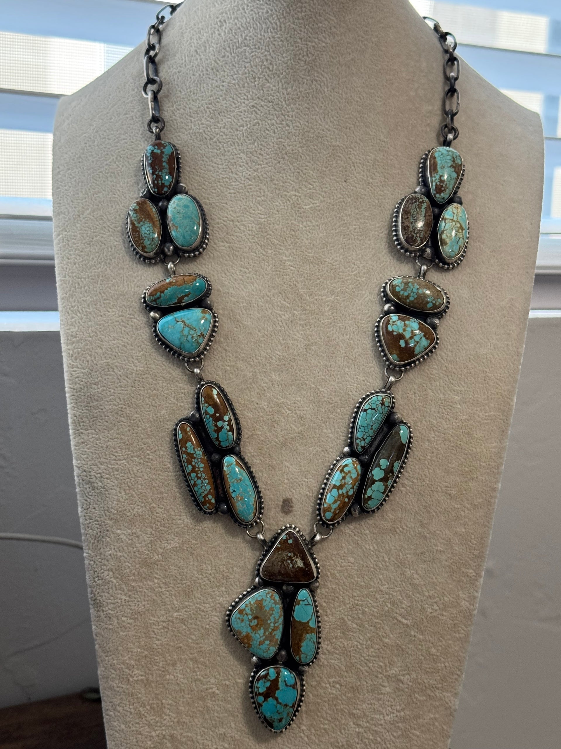 Sheila Becenti #8 Turquoise & Sterling Silver Necklace Set