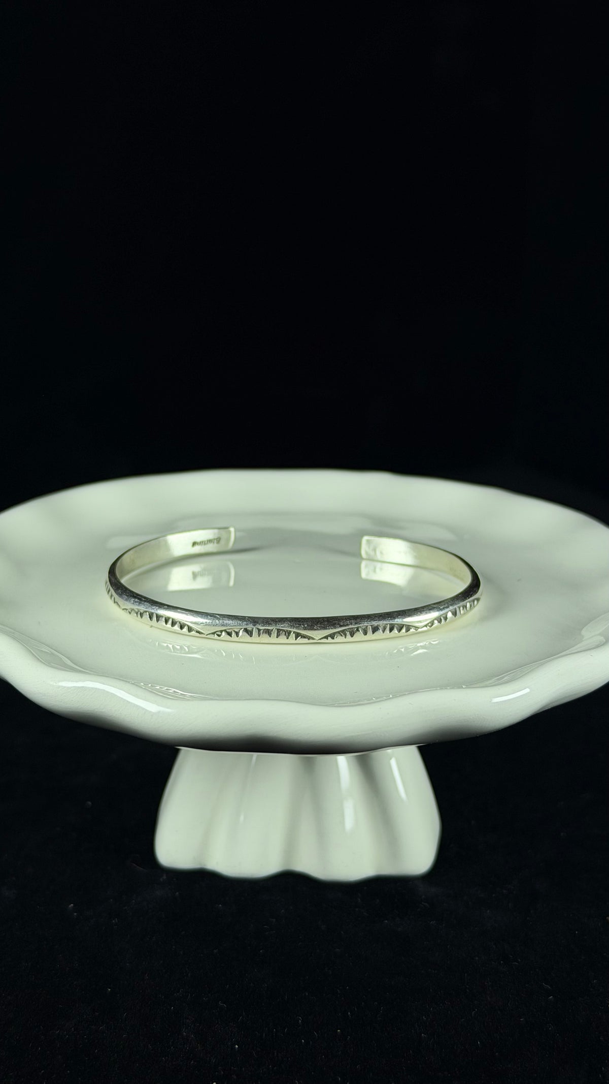 Navajo Made Sterling Silver Cuff Stamped Cuff Bracelet
