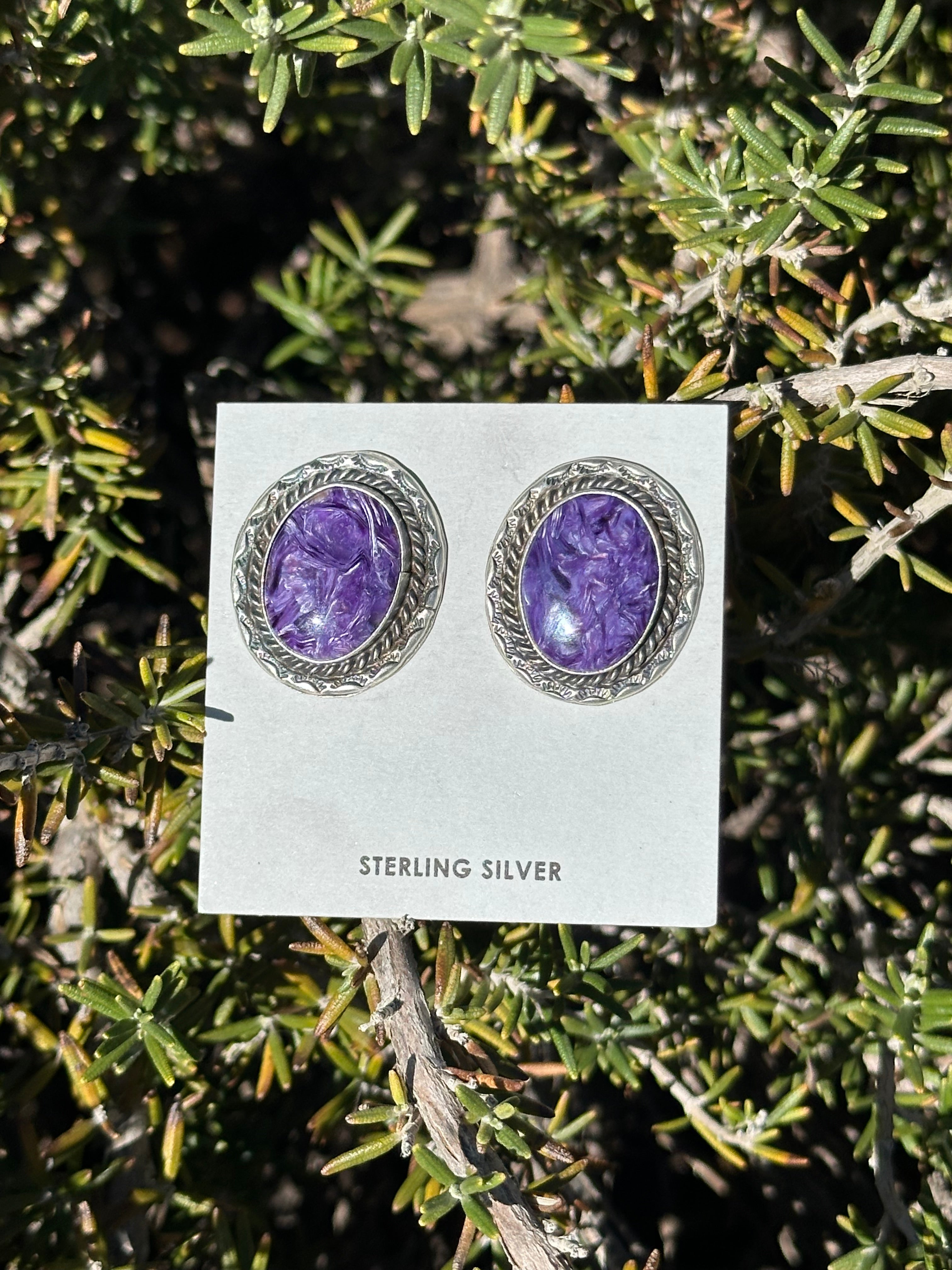 Betta Lee Charoite & Sterling Silver Post Earrings