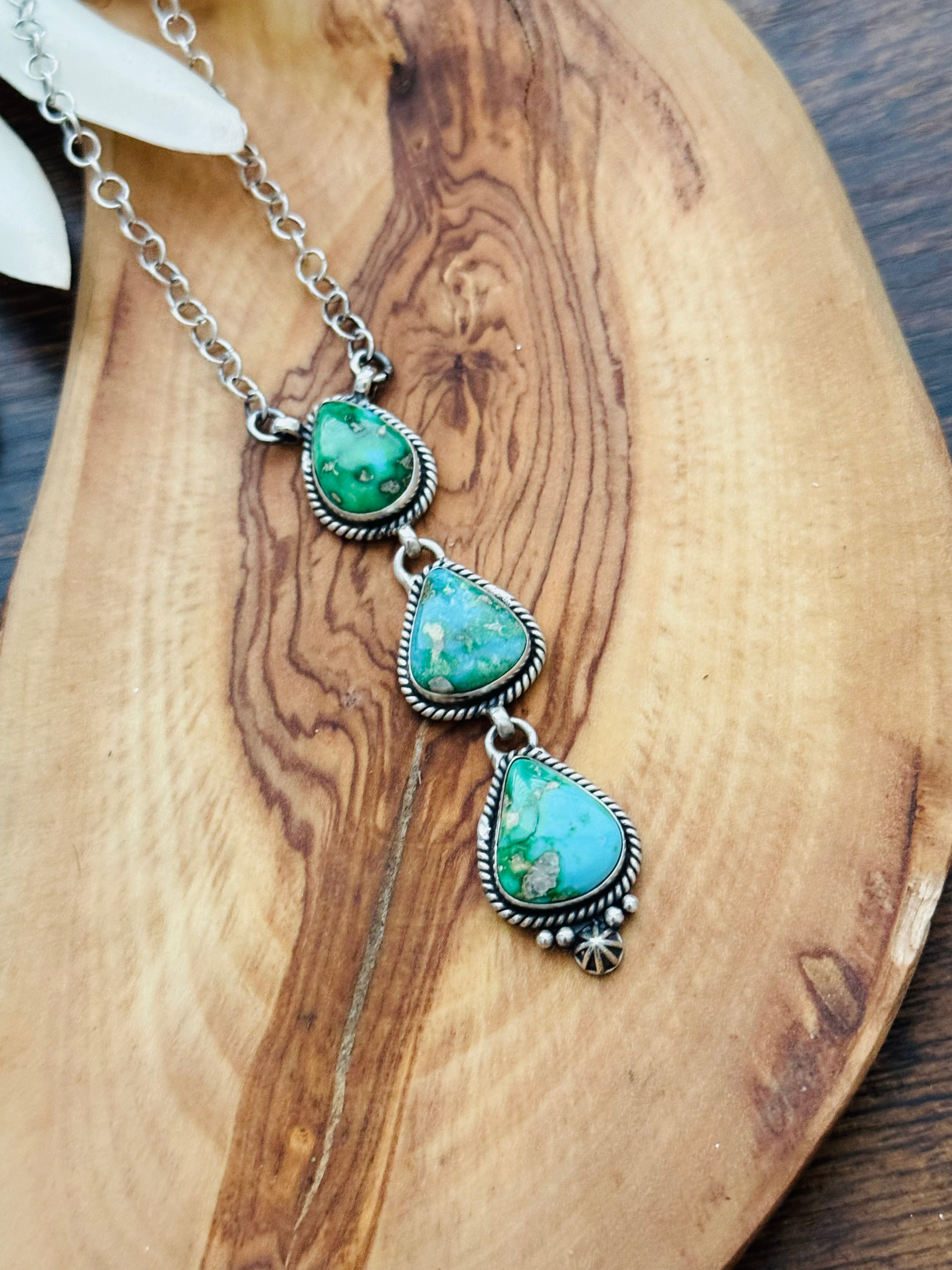 Southwest Handmade Sonoran Mountain Turquoise & Sterling Silver Necklace