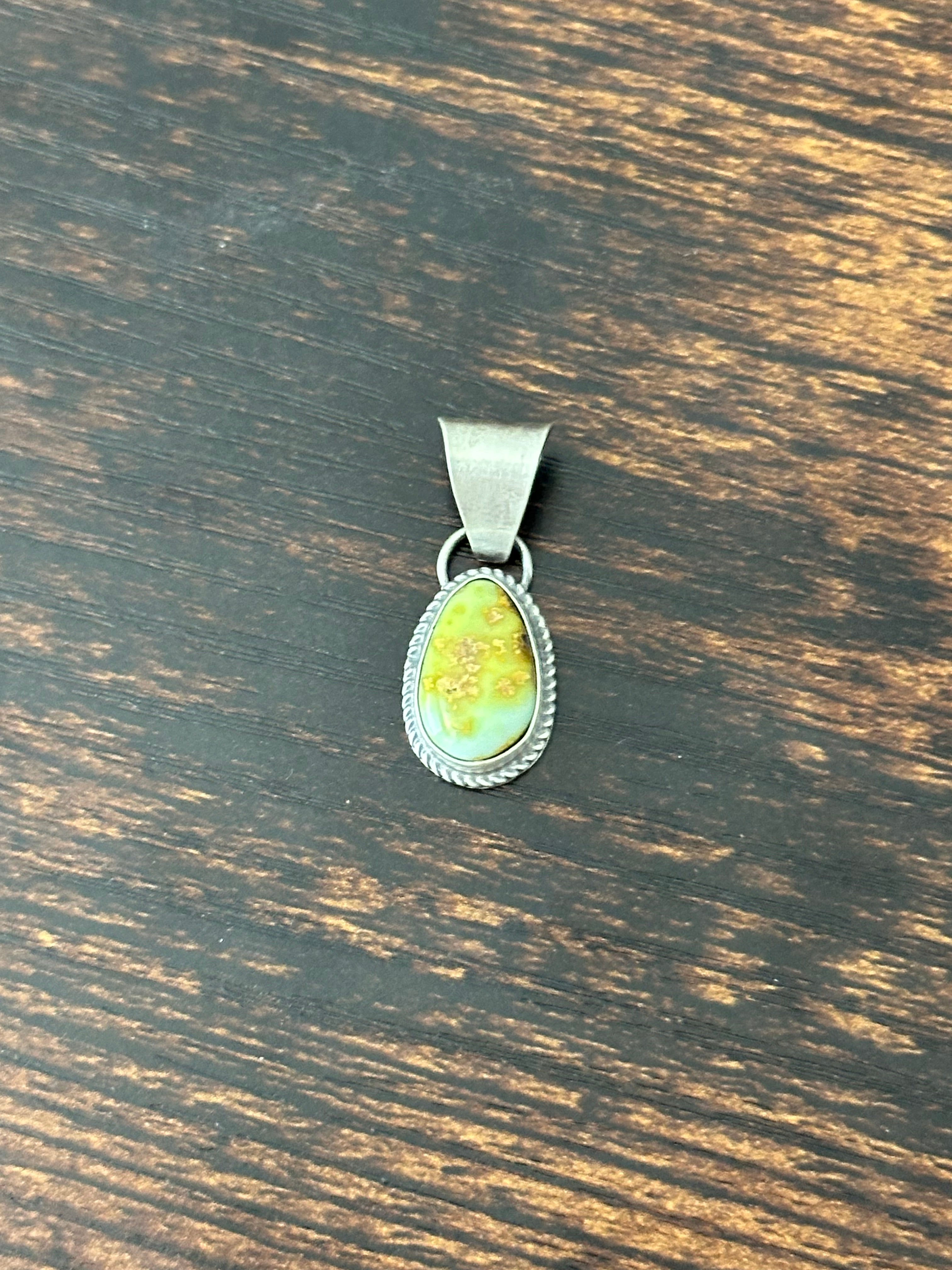 Navajo Palomino Variscite & Sterling Silver Pendant