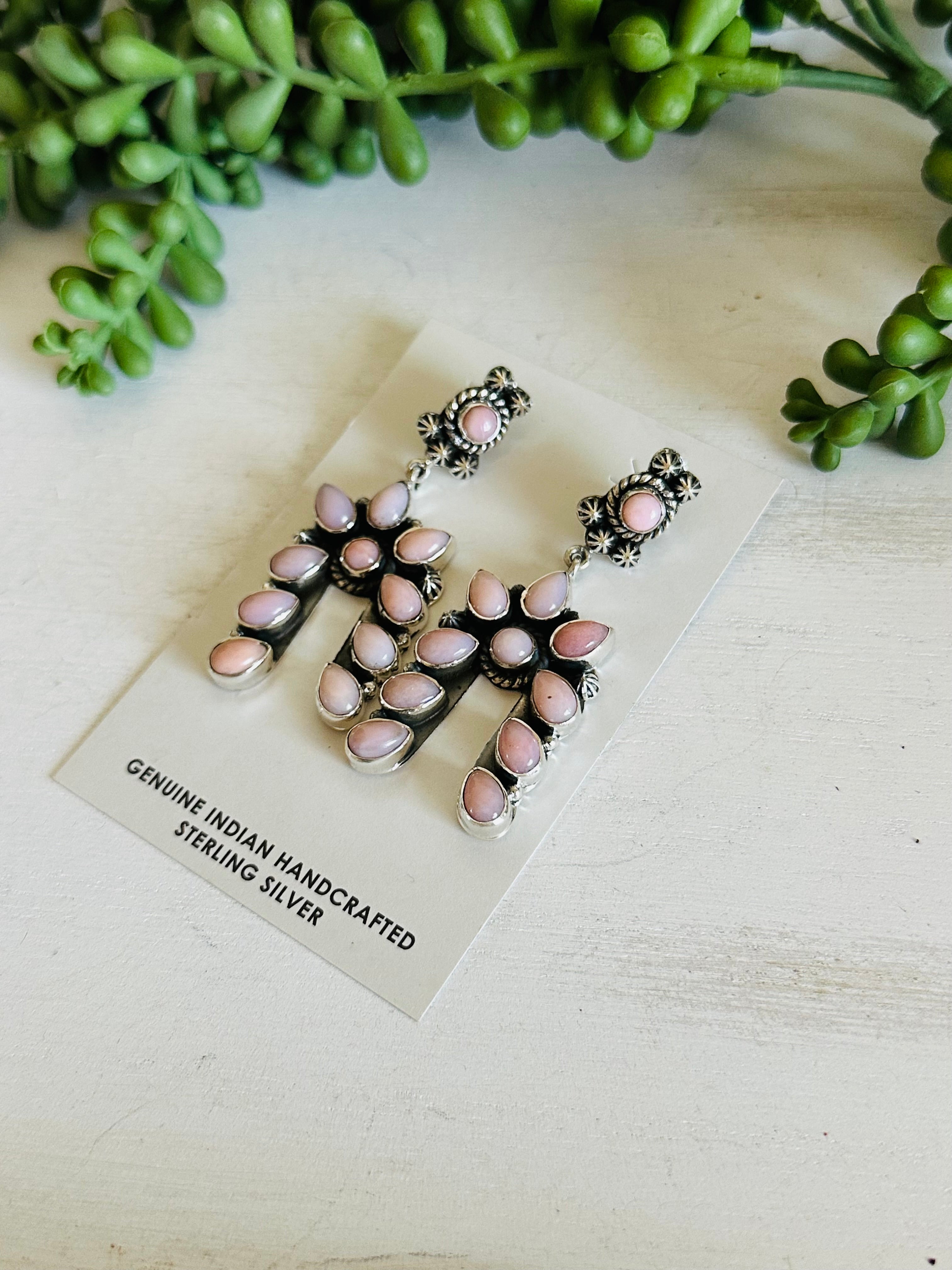 TTD “The Storm” Pink Conch & Sterling Silver Earrings