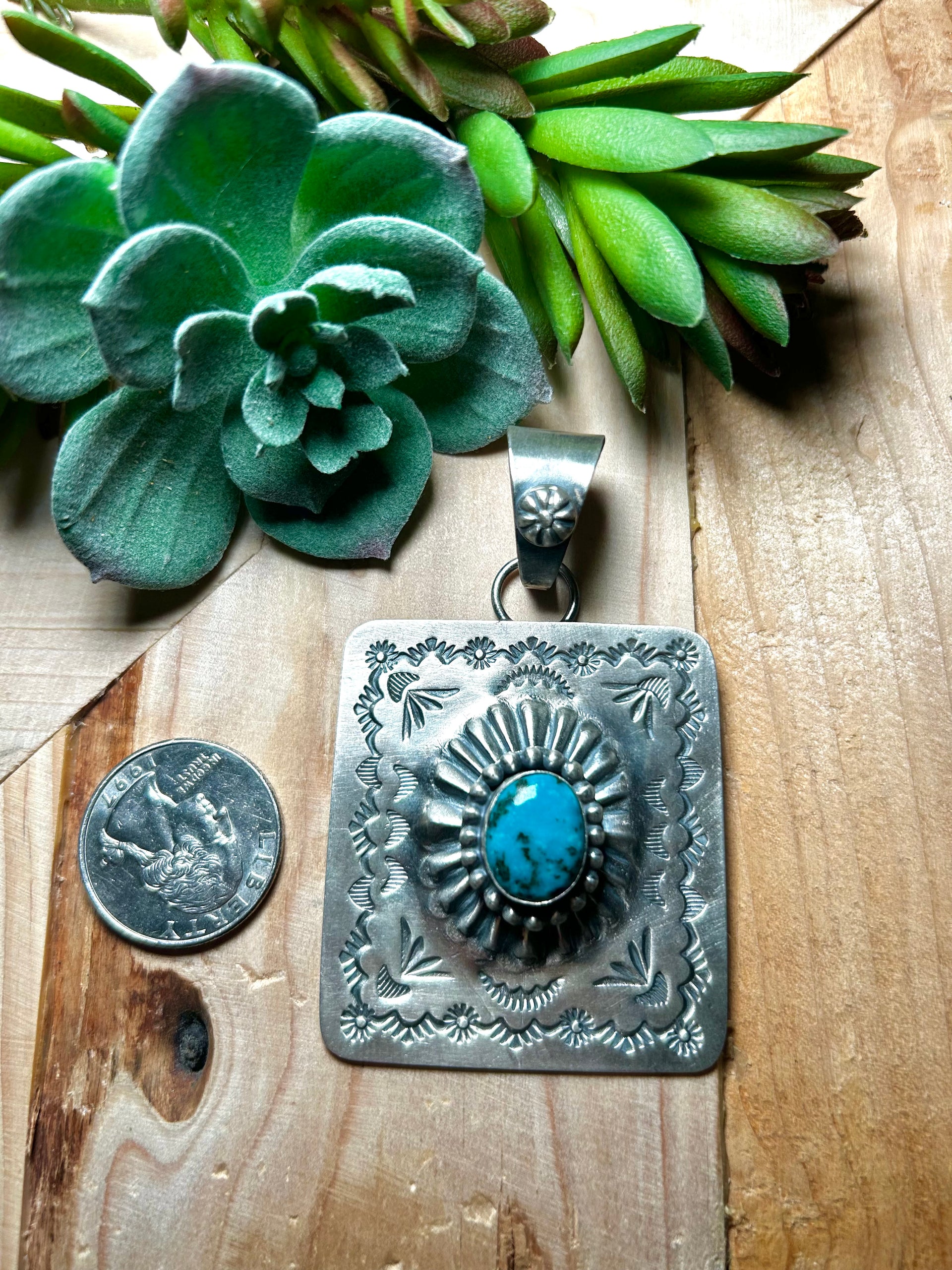 Delbert Secatero Kingman Turquoise & Sterling Silver Pendant