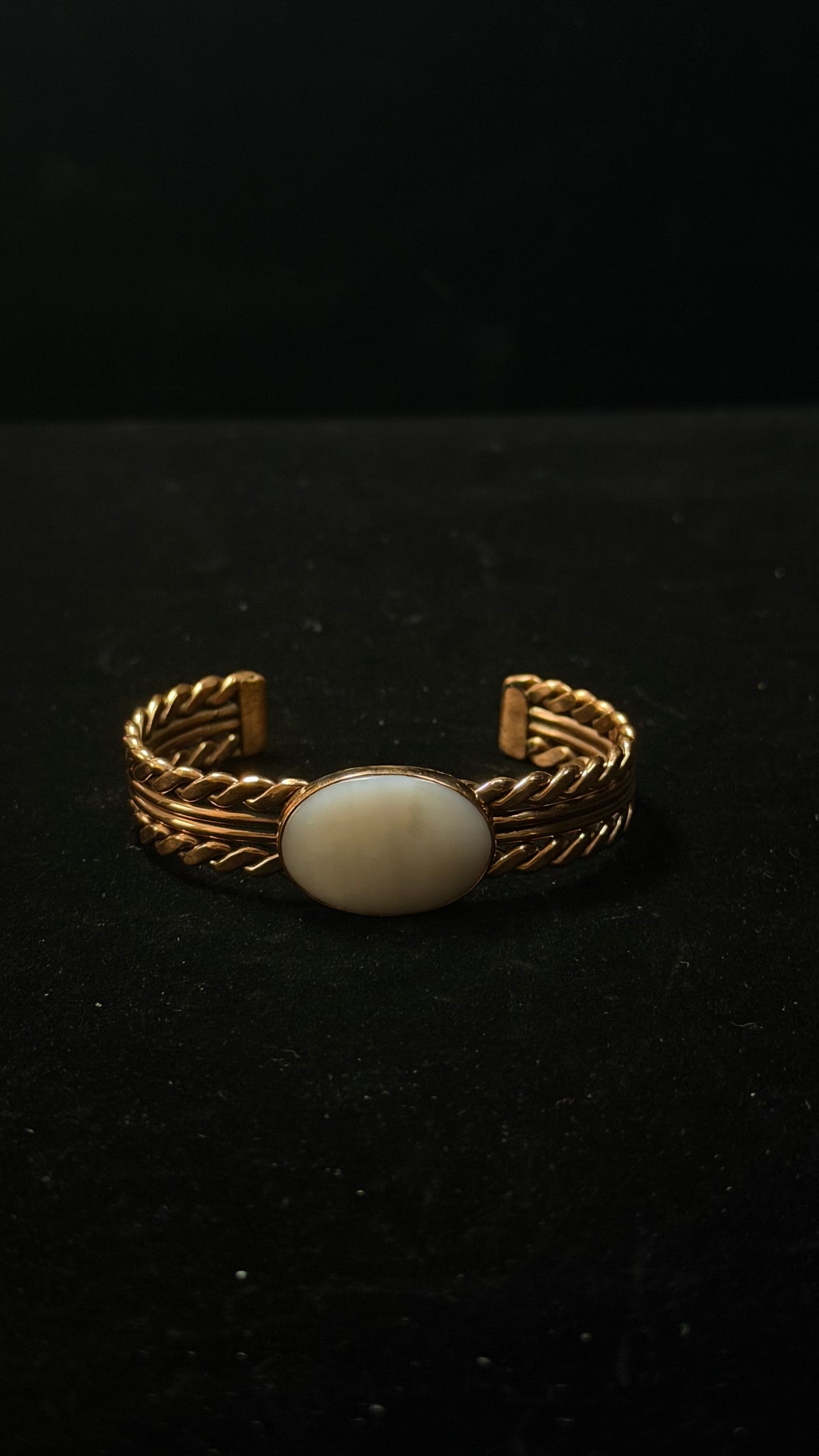 Navajo Made Pink Peruvian Opal & Copper Cuff Bracelet
