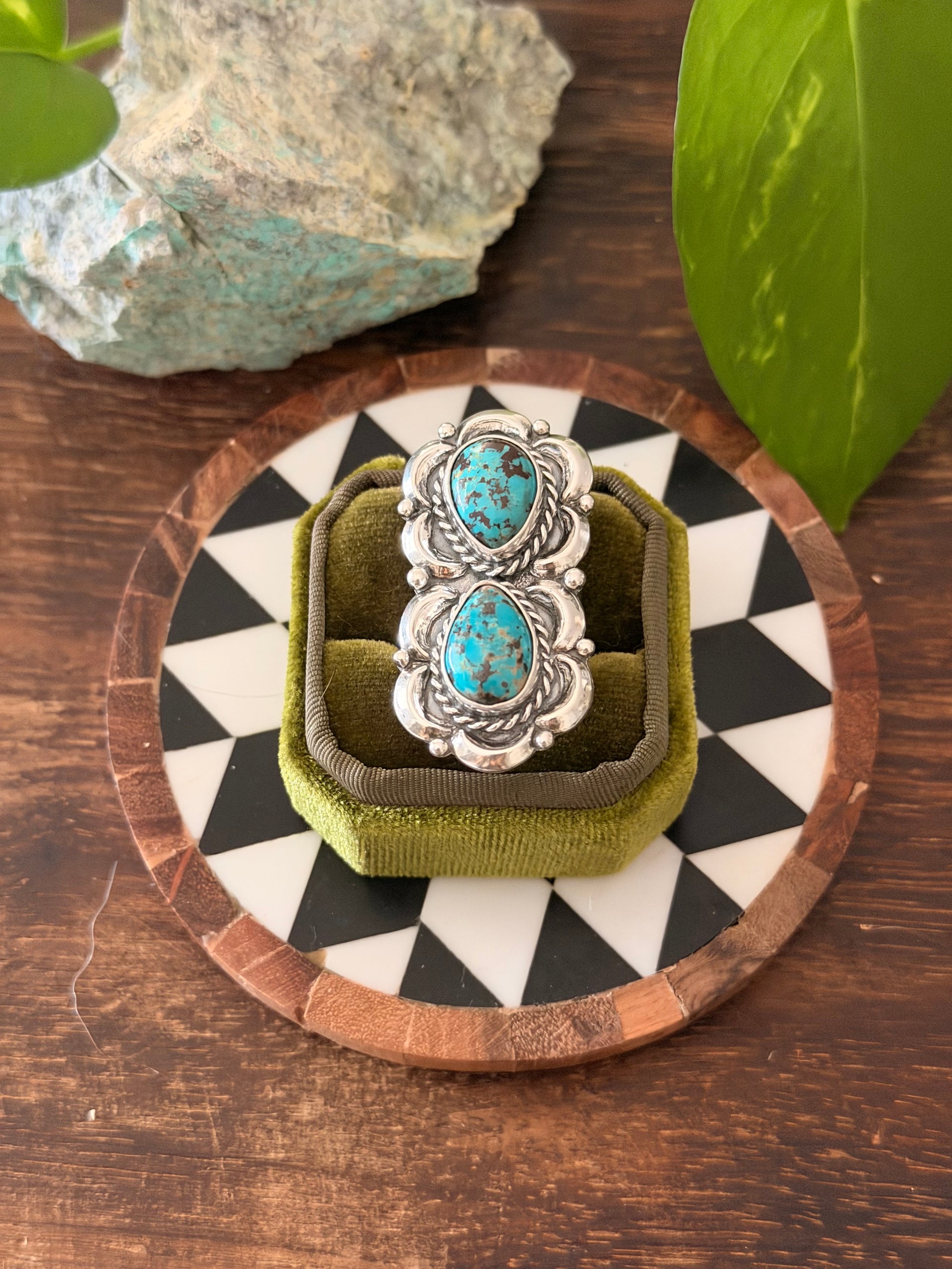 Larry Kaye Red Skin Turquoise & Sterling Silver Adjustable Ring