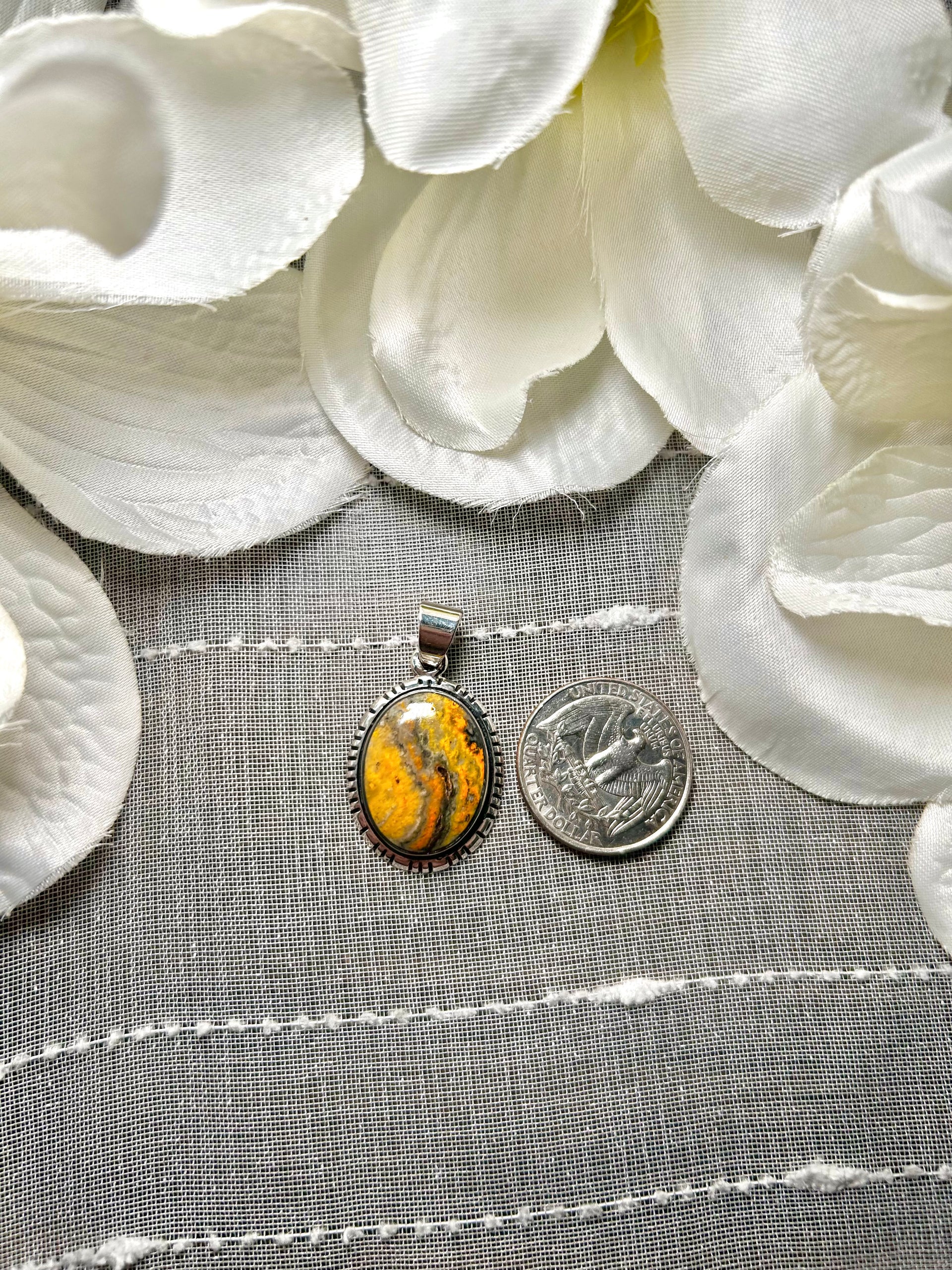 Navajo Made BB Agate & Sterling Silver Pendant