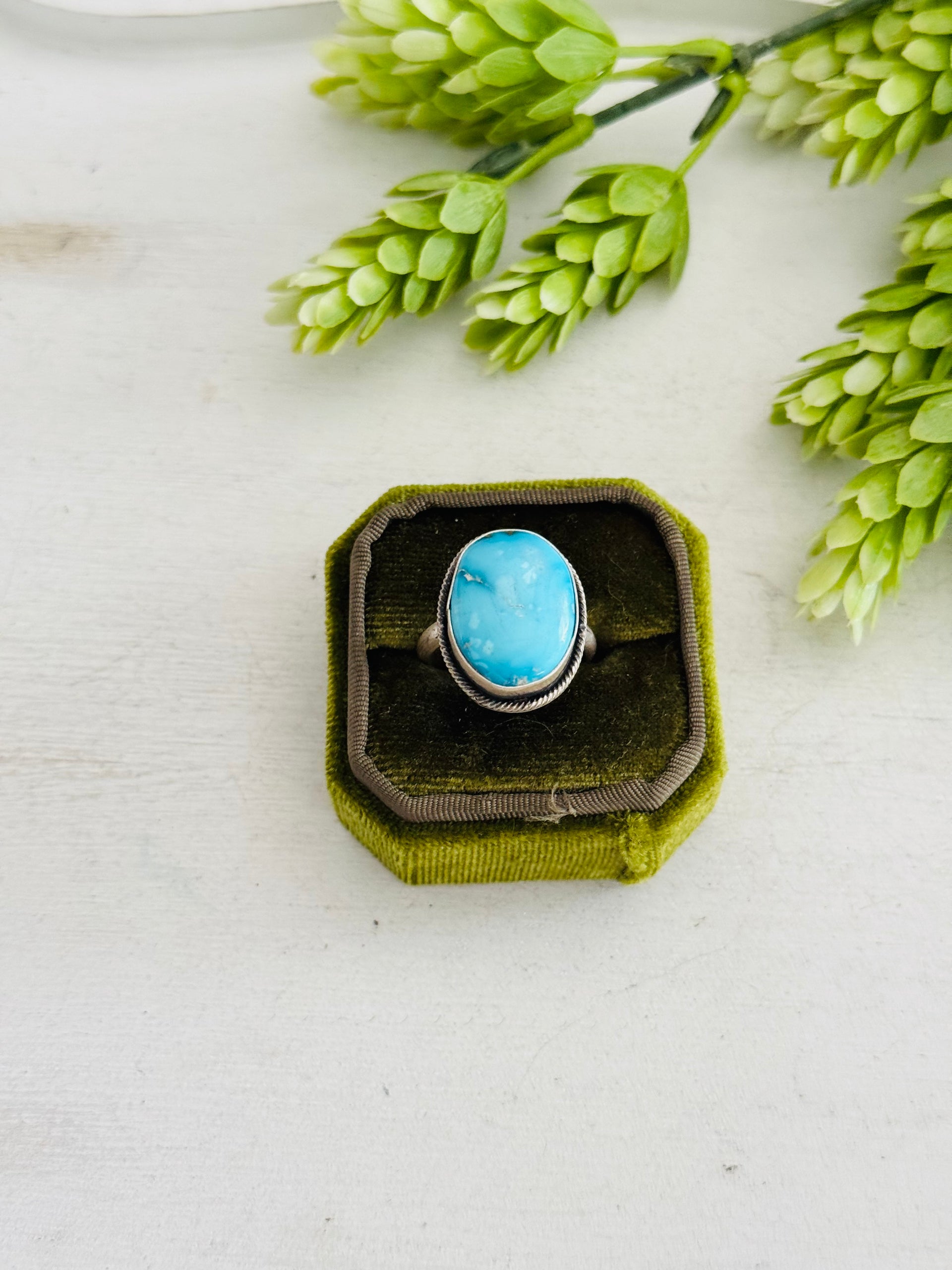 Eli Skeets Blue Ridge Turquoise & Sterling Silver Adjustable Ring