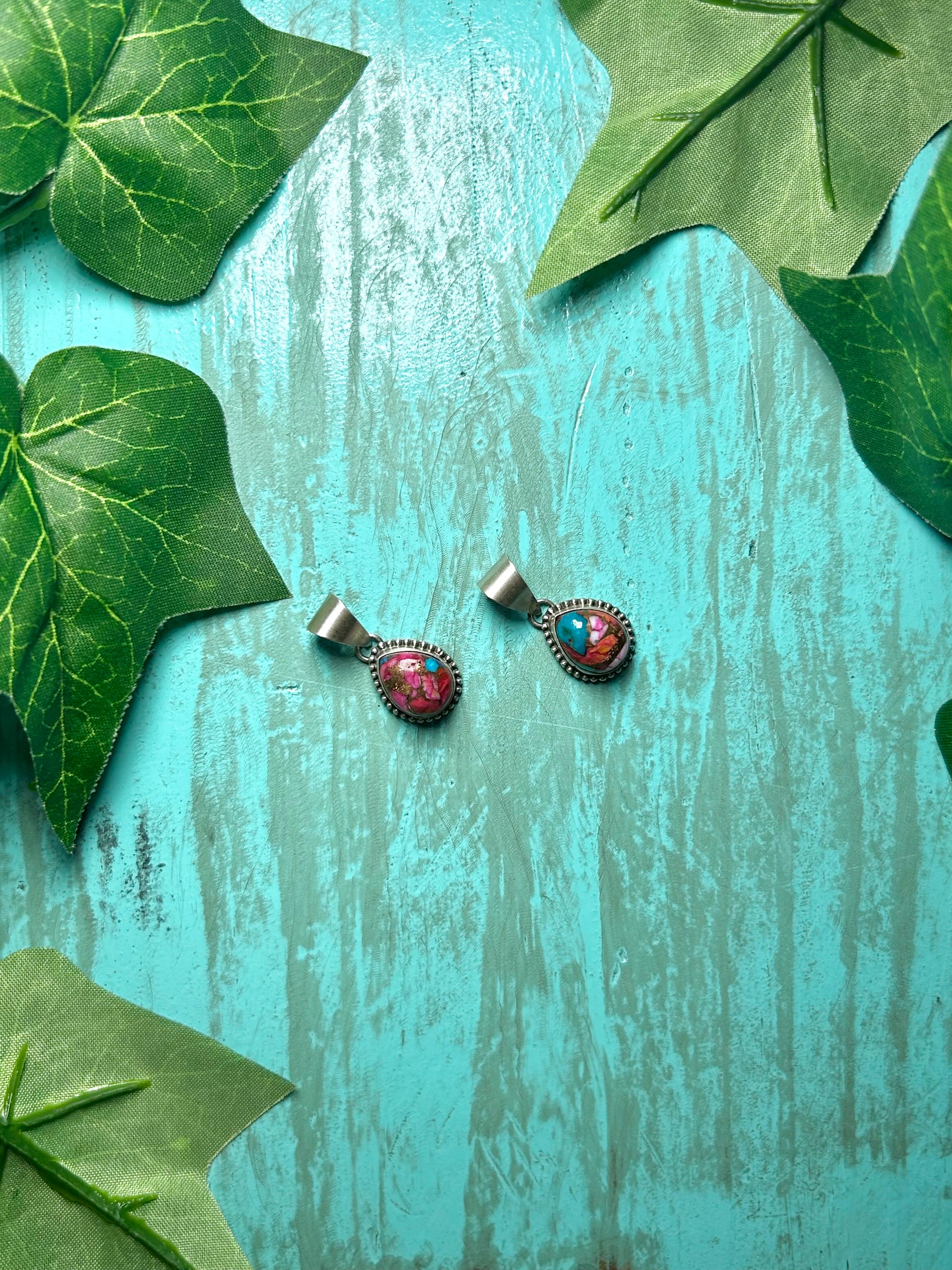 Navajo Made Mohave Turquoise & Sterling Silver Pendant