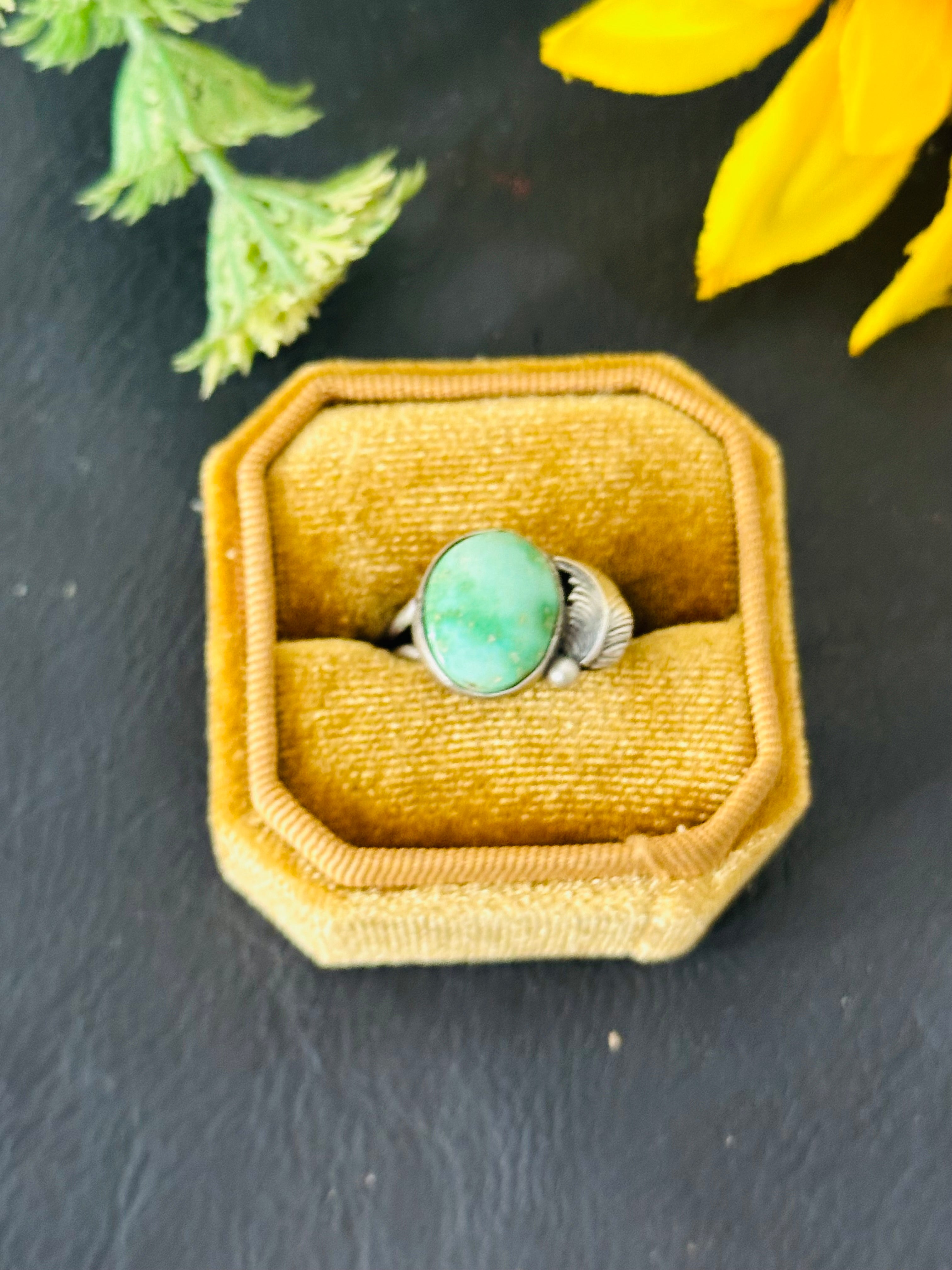 Navajo Made Emerald Valley Turquoise and Sterling Silver Ring