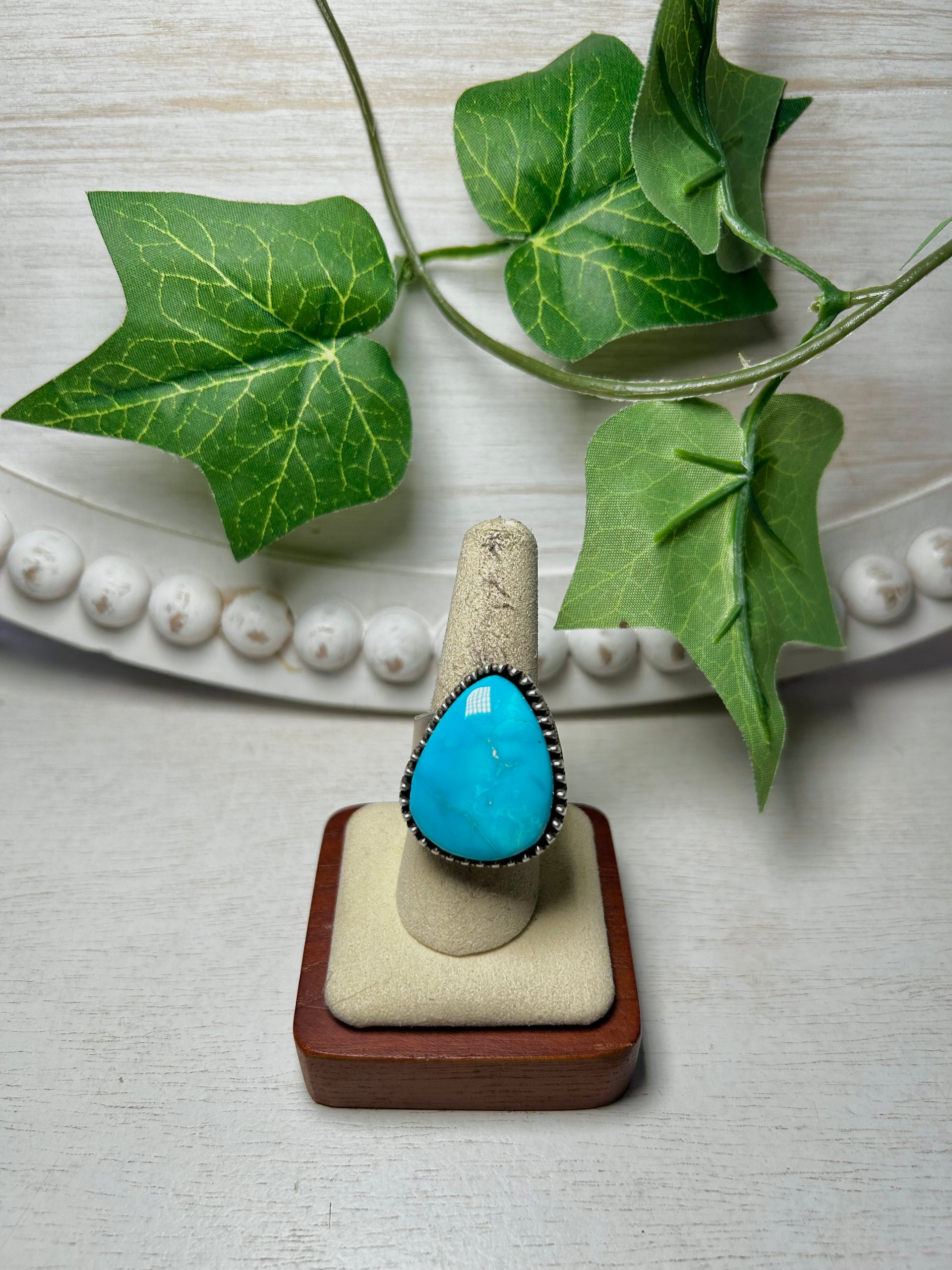 Larry Kaye Natural Turquoise Mountain & Sterling Silver Adjustable Ring