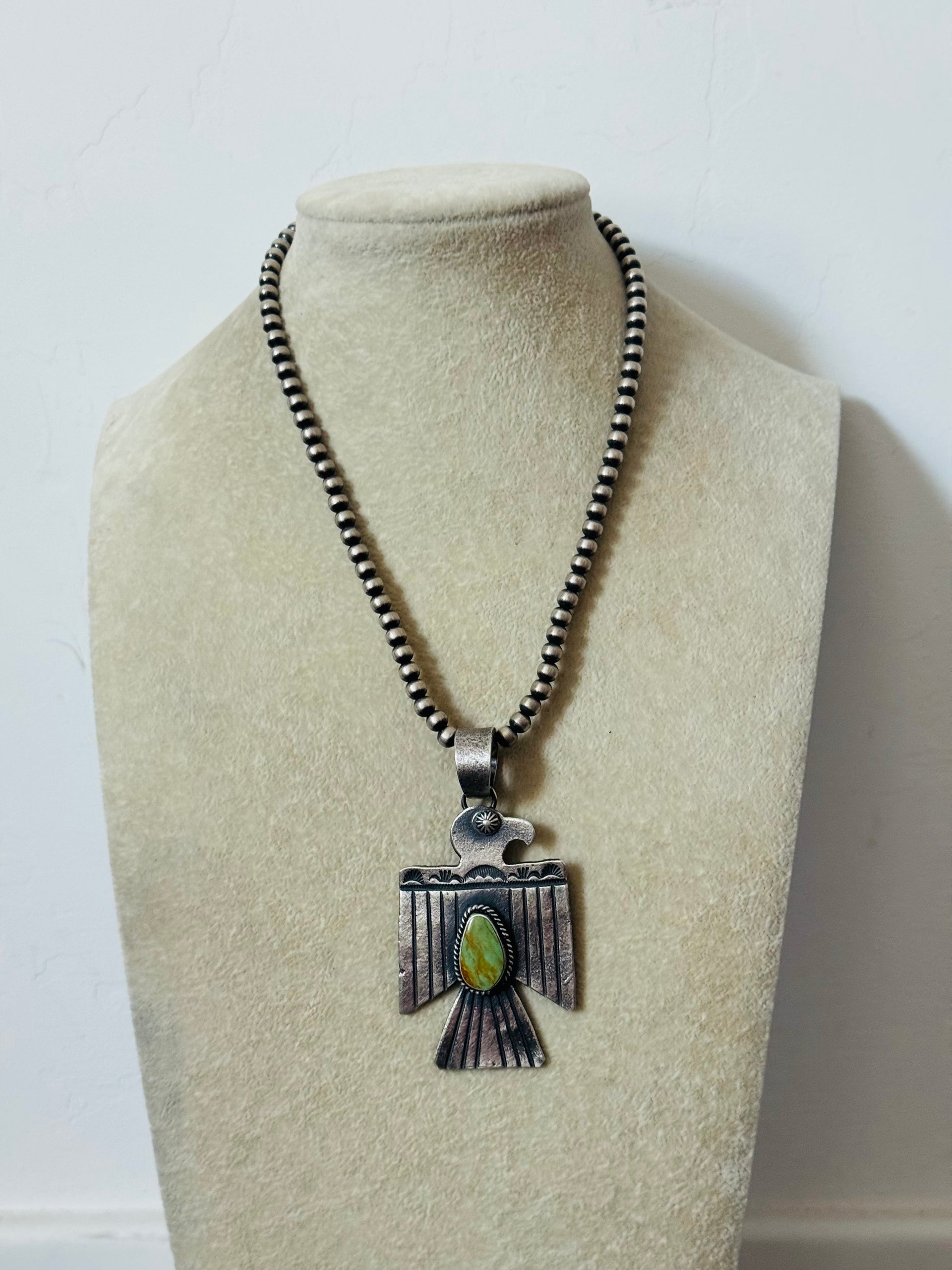 Kevin Billah Royston Turquoise & Sterling Silver Thunderbird Pendant