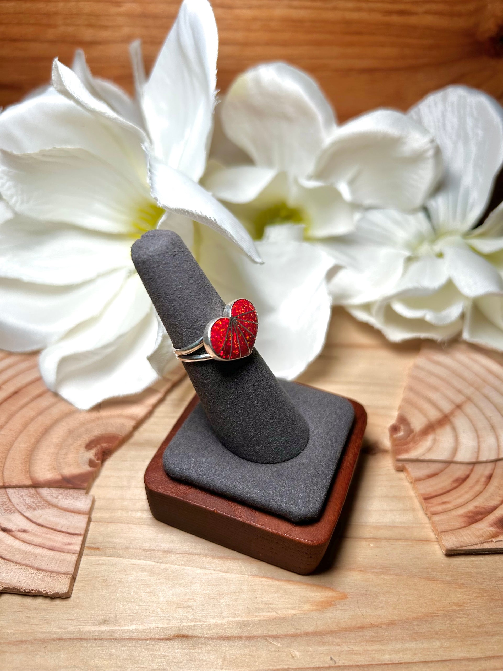 Zuni Made Opal & Sterling Silver Ring Size 6.5