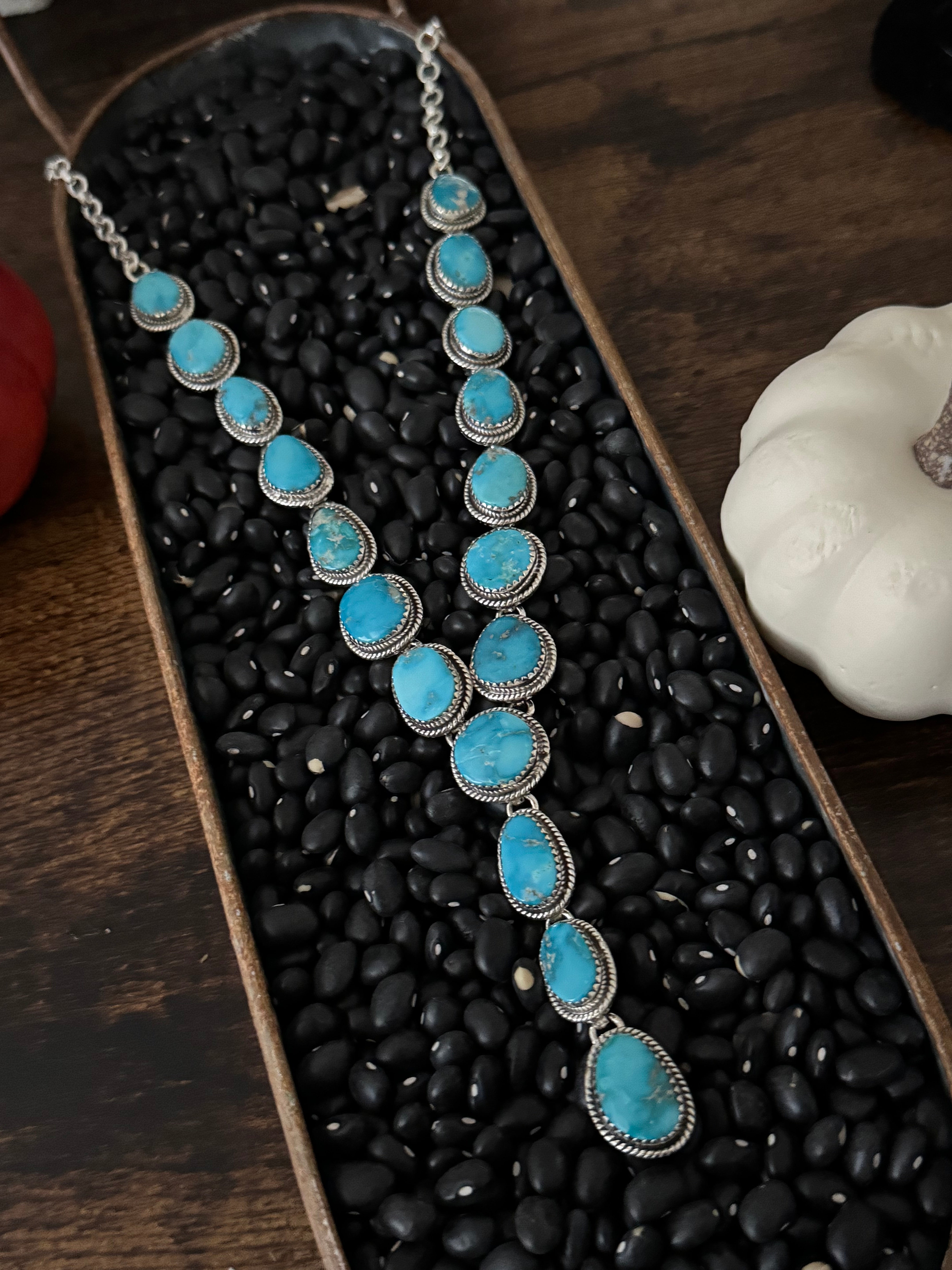 TTD Valley Blue Turquoise & Sterling Silver Lariat Necklace