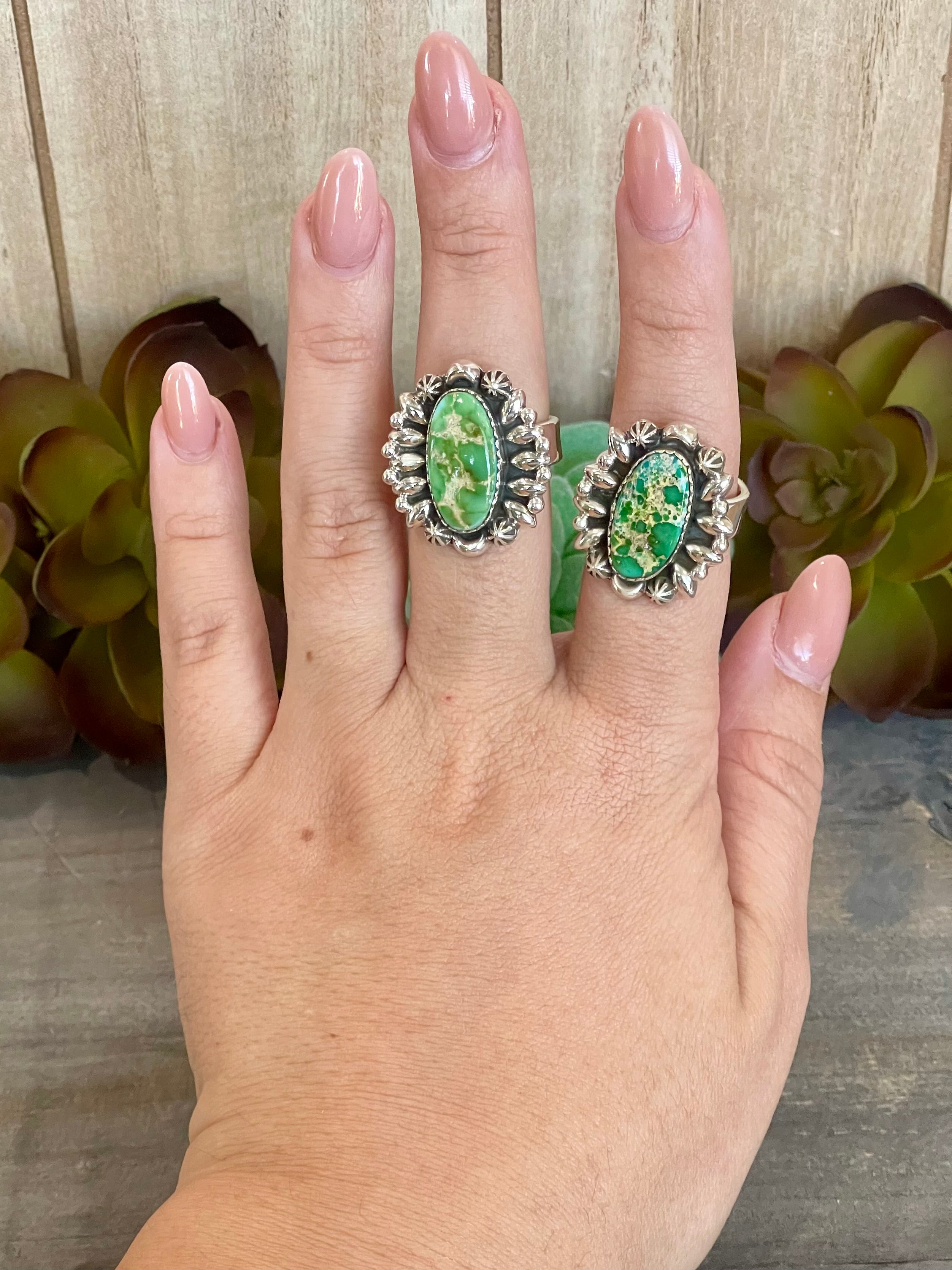 Southwest Handmade Sonoran Mountain Turquoise & Sterling Silver Adjustable Ring