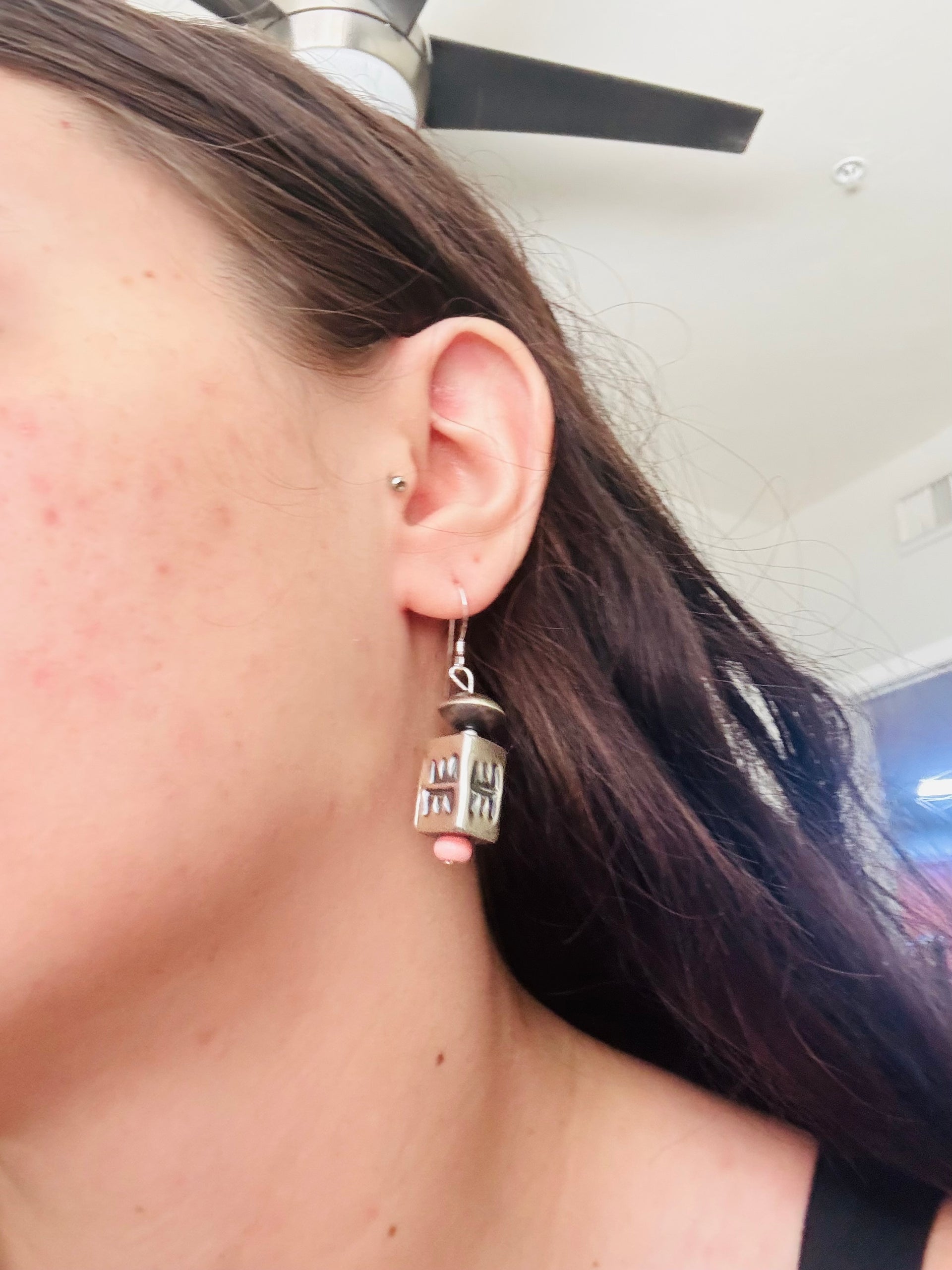 Navajo Handmade Sterling Silver Dangle Earrings
