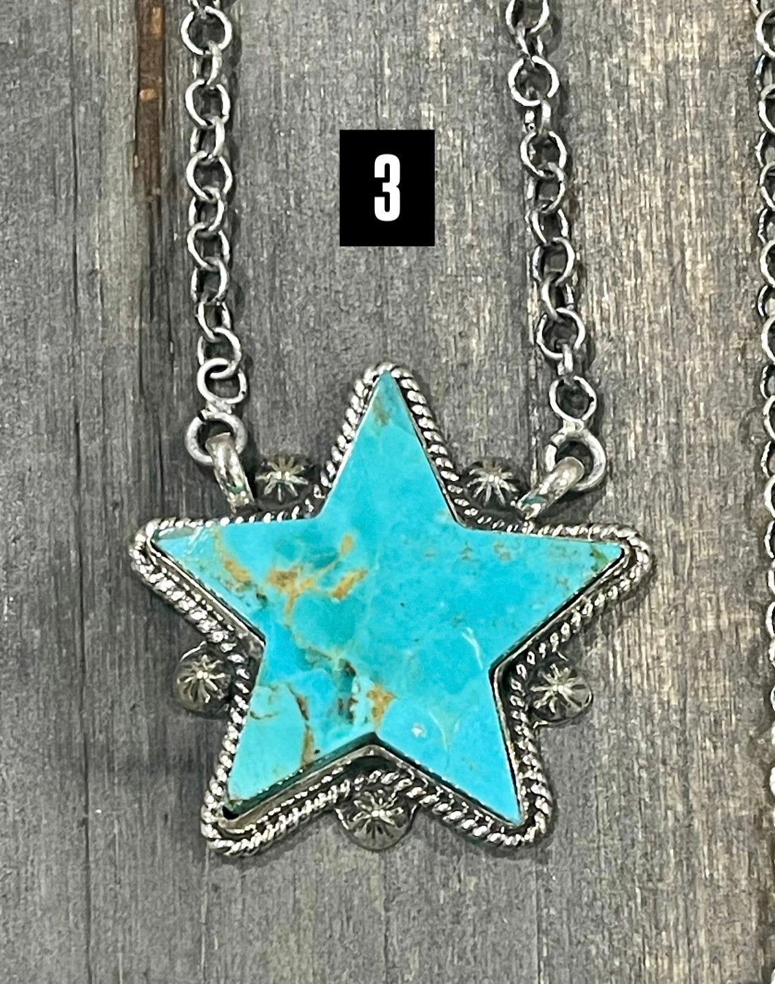 Southwest Handmade Kingman Turquoise & Sterling Silver Star Necklace