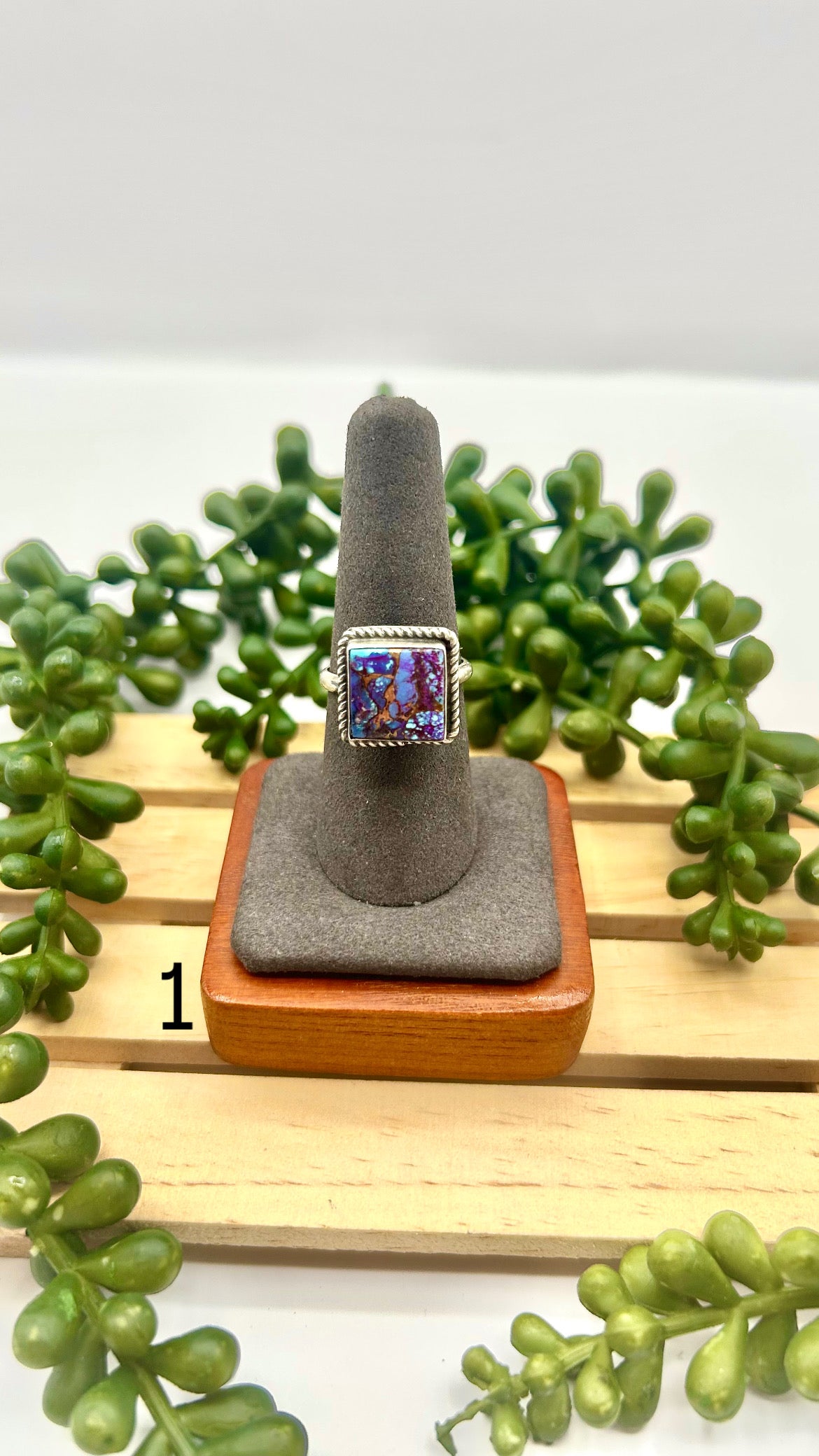Navajo Made Mohave Turquoise & Sterling Silver Adjustable Ring