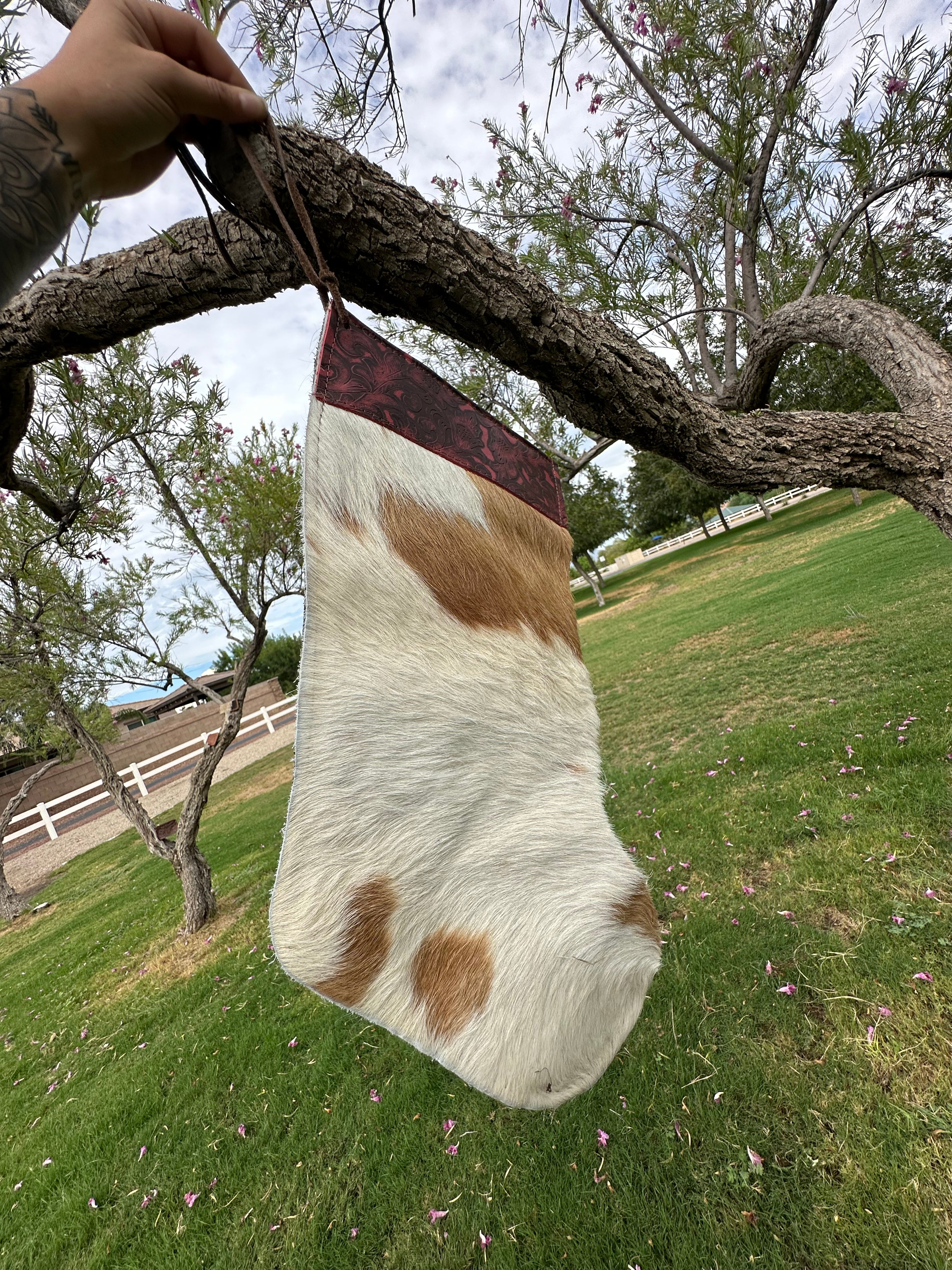 Genuine Tooled Leather Cowhide Stocking