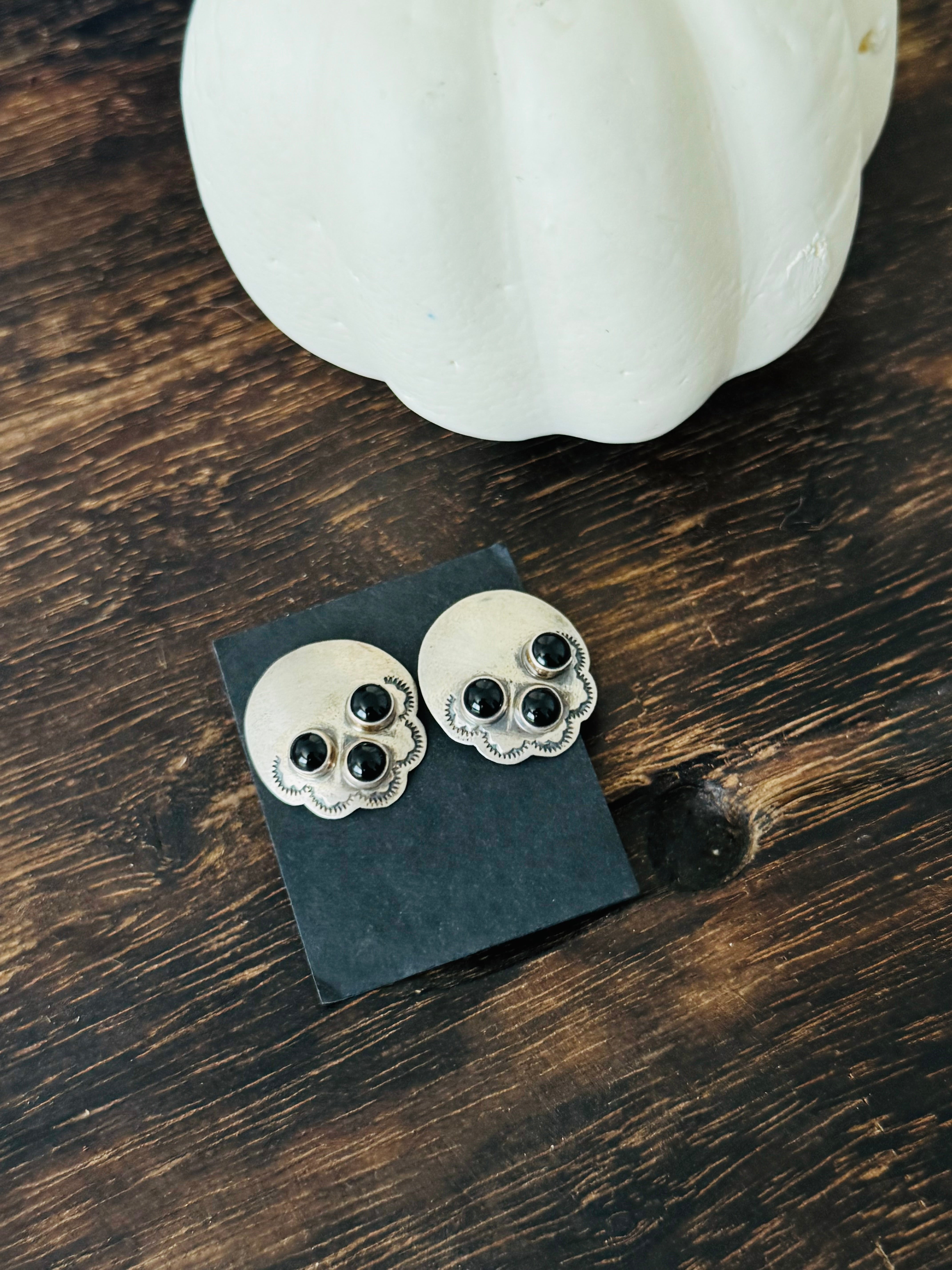 Sheila Tso Onyx & Sterling Silver Post Earrings