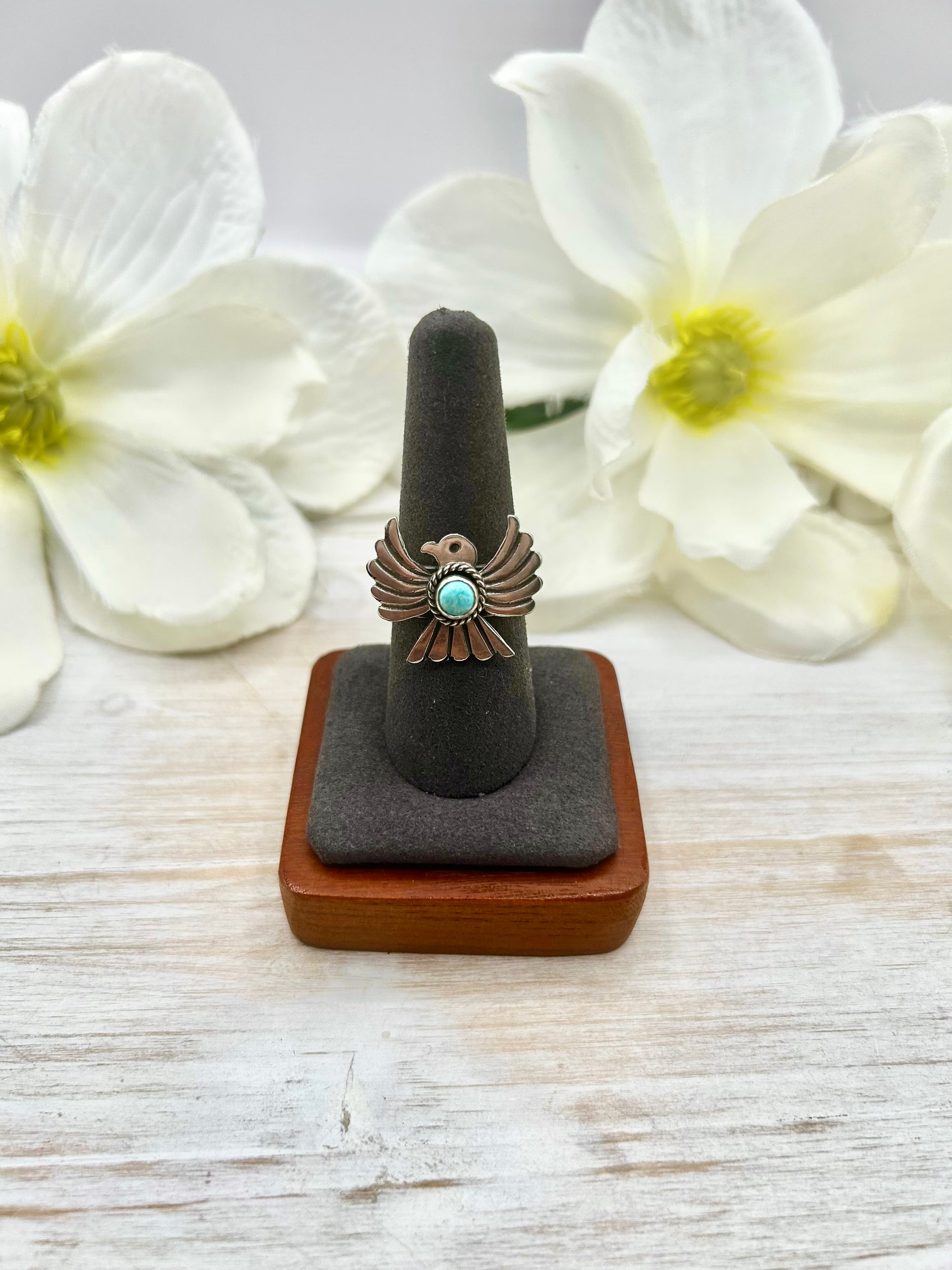 Dalange Reeves Kingman Turquoise & Sterling Silver Ring Size 8.5
