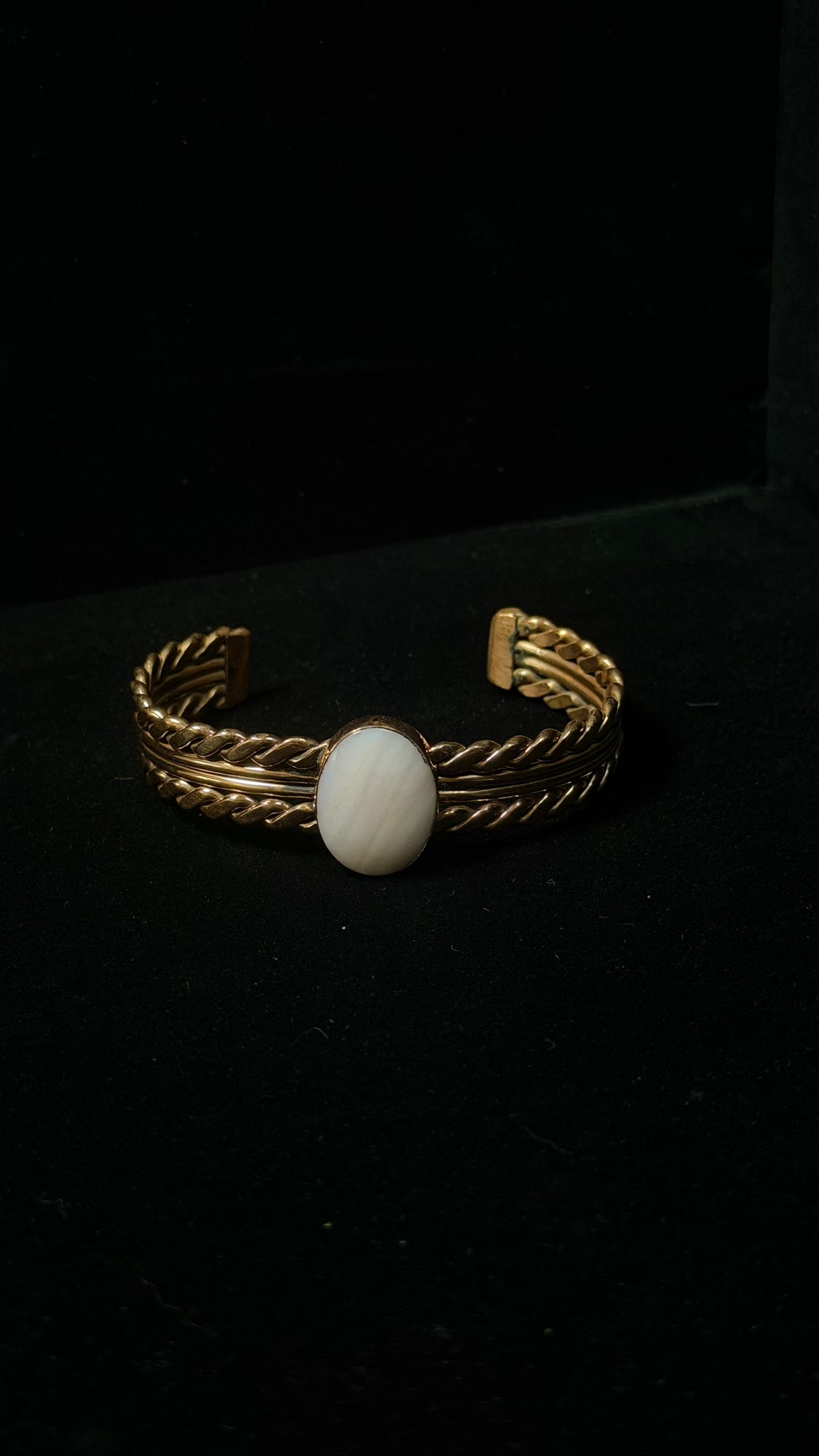 Navajo Made Pink Peruvian Opal & Copper Cuff Bracelet