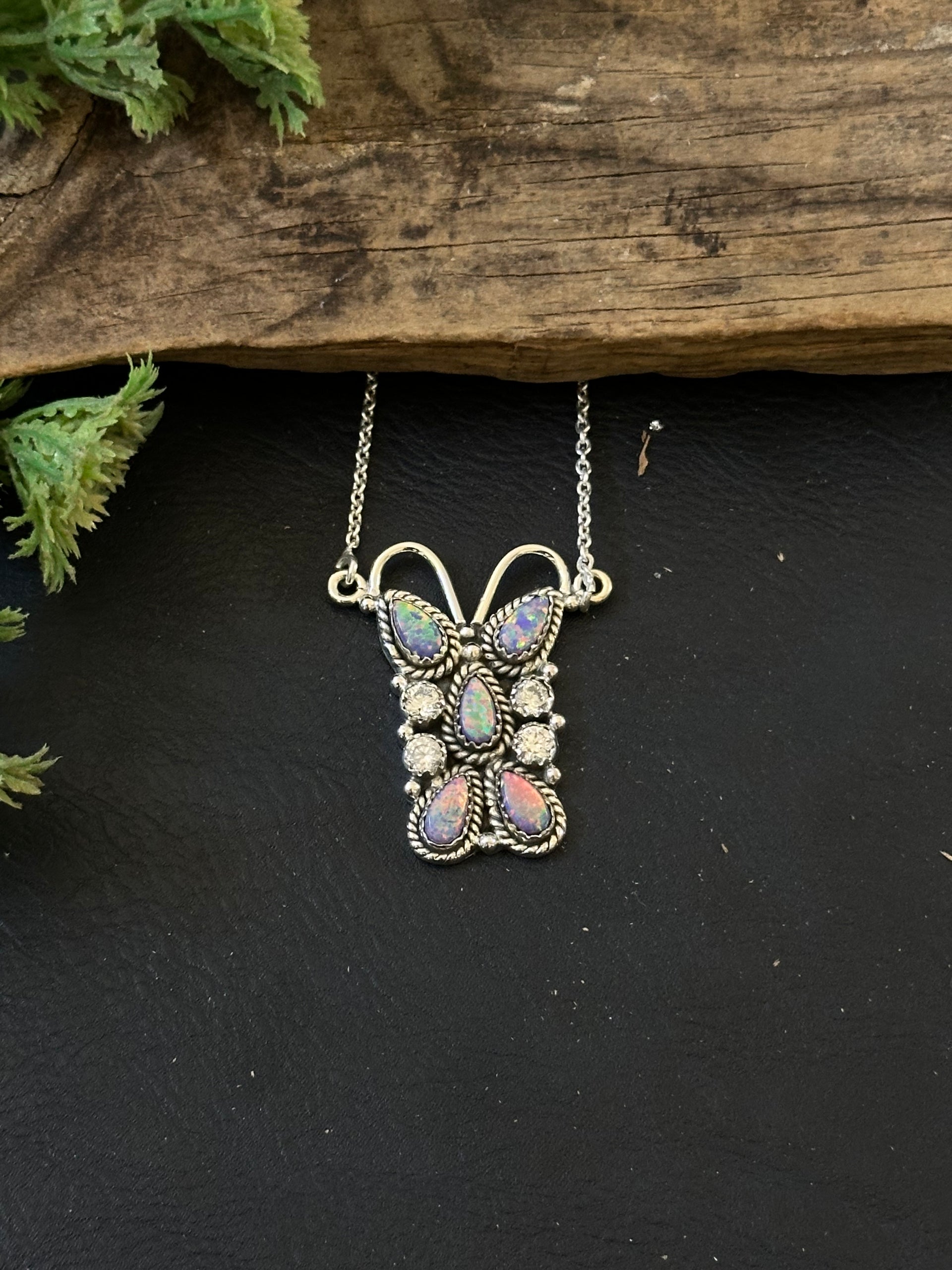 TTD “K’aalógii” Multi Stone & Sterling Silver Cluster Necklace