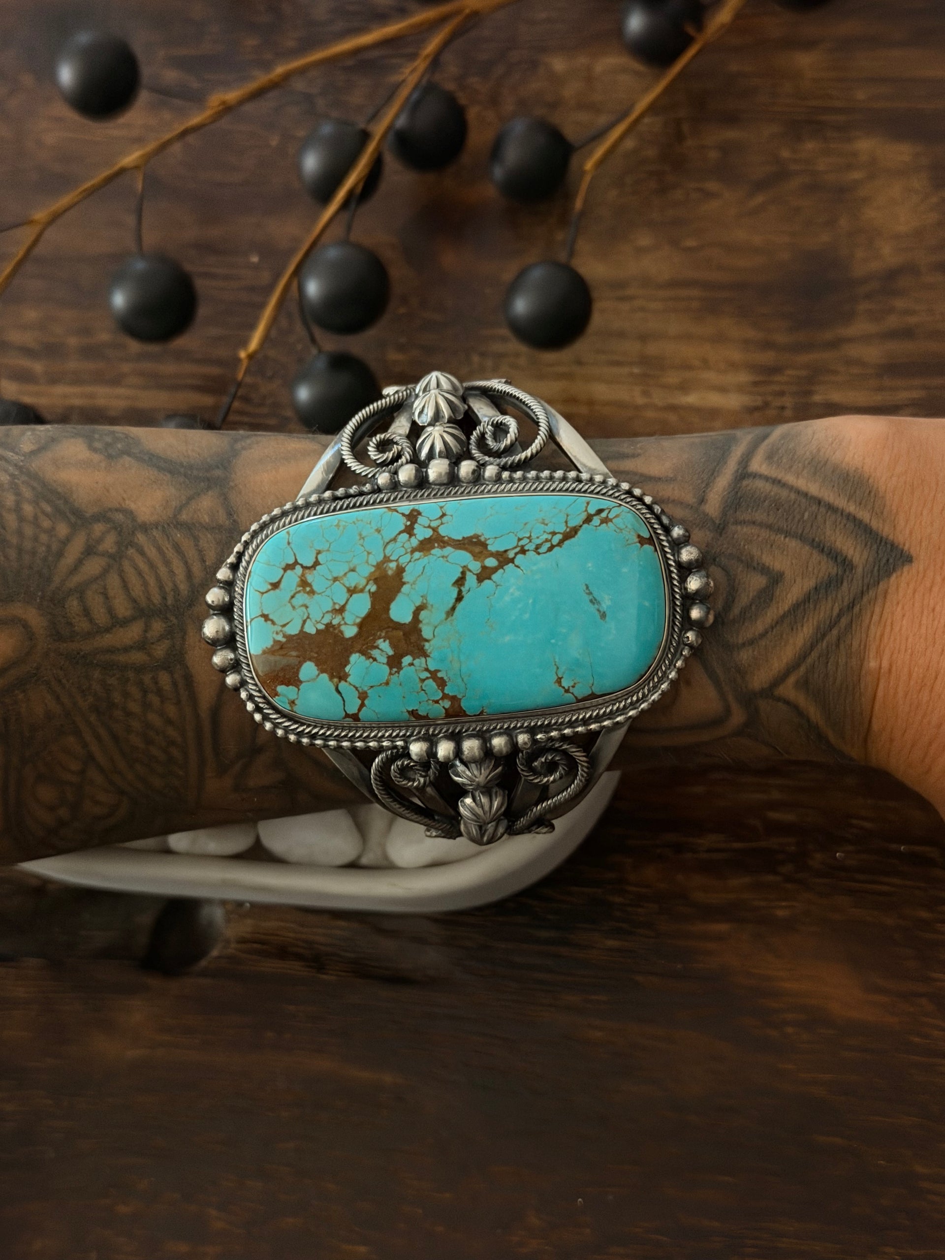 Bobby Johnson Mine 8 Turquoise & Sterling Silver Cuff Bracelet