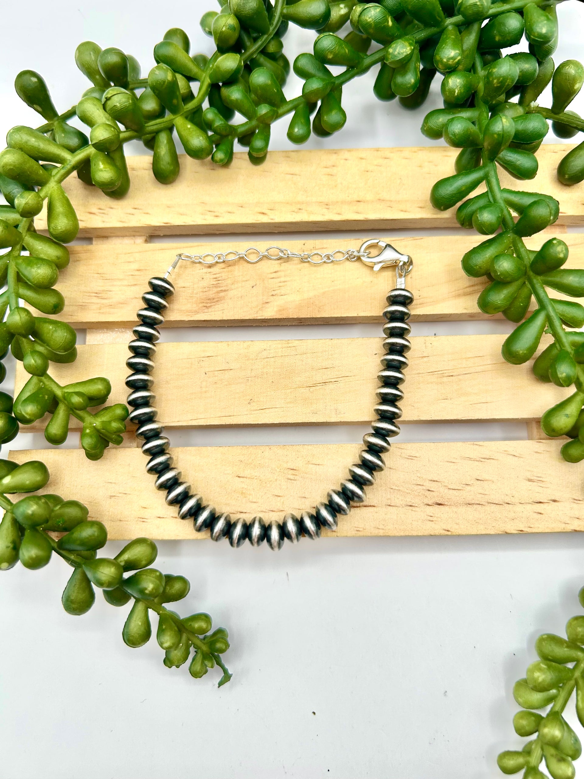 Navajo Made Strung Disc Sterling Silver Link Bracelet