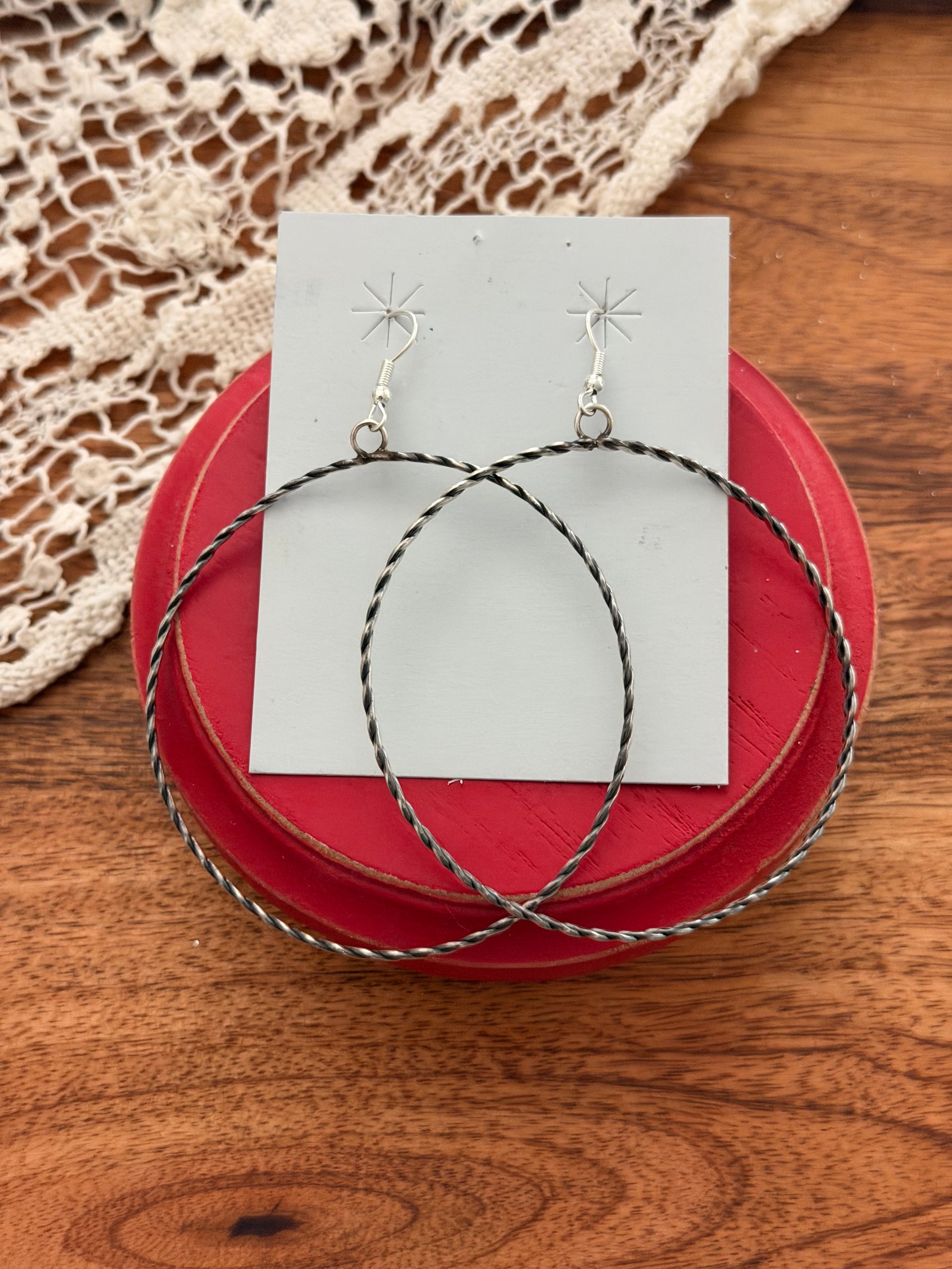 Navajo Made Sterling Silver Hoop Earrings