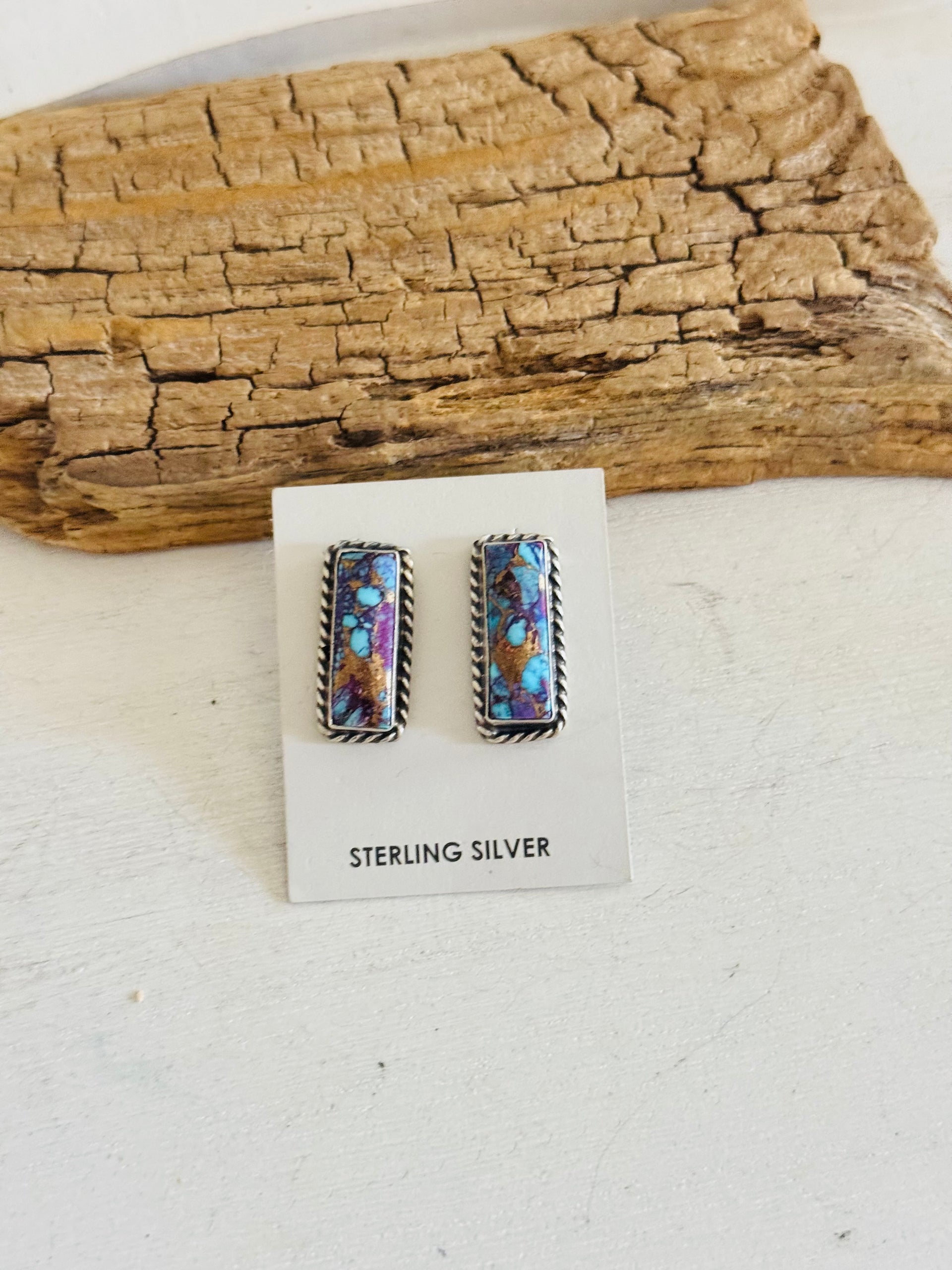 Augustine Largo Purple Mohave Turquoise & Sterling Silver Dangle Earrings