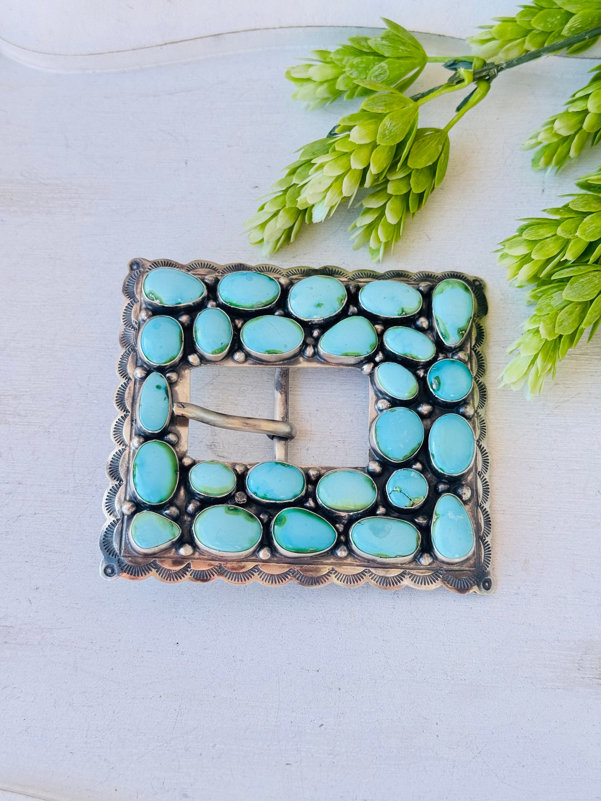 Bobby Johnson Sonoran Mountain  Turquoise & Sterling Silver Belt Buckle