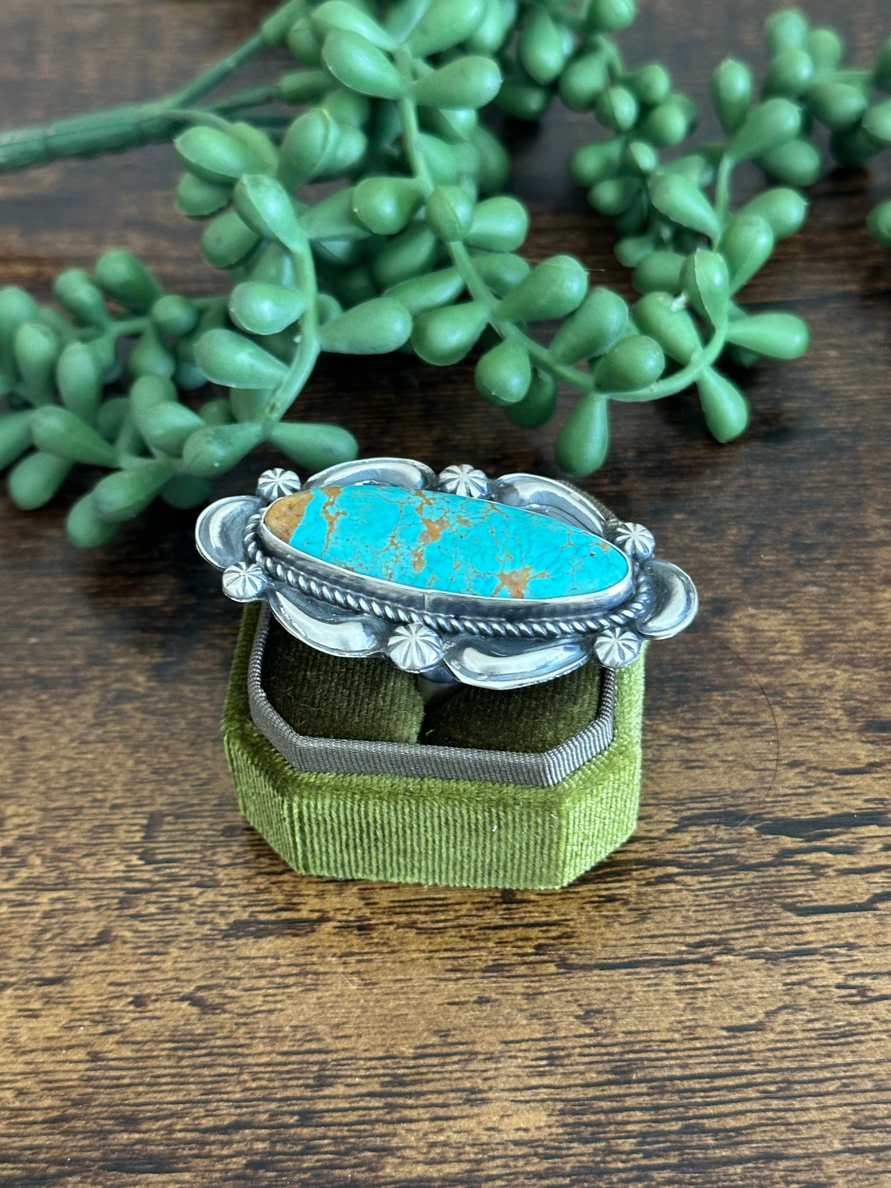 Jeff James Kingman Turquoise & Sterling Silver Adjustable Ring