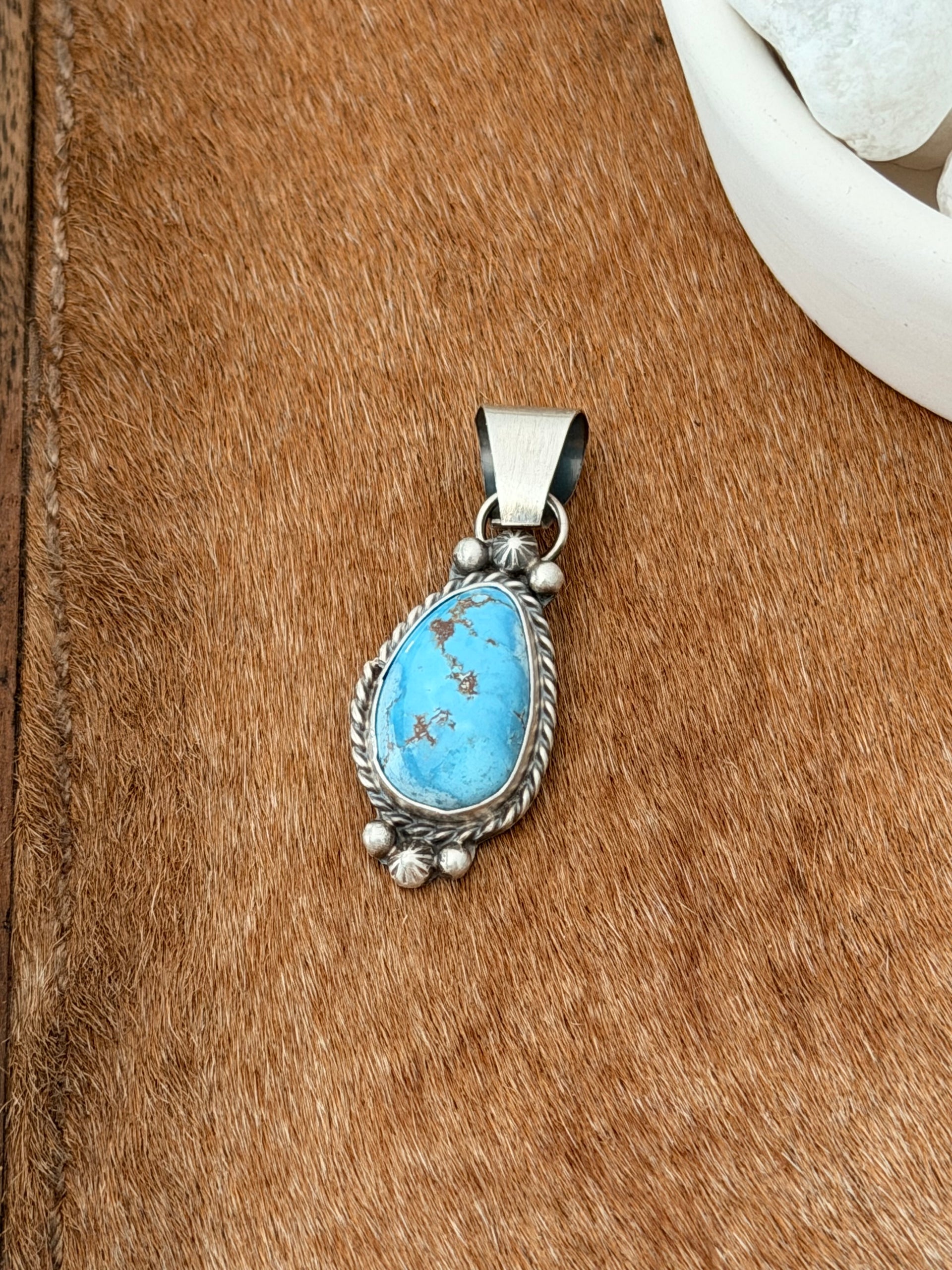 Sheila Tso Golden Hills Turquoise & Sterling Silver Pendant
